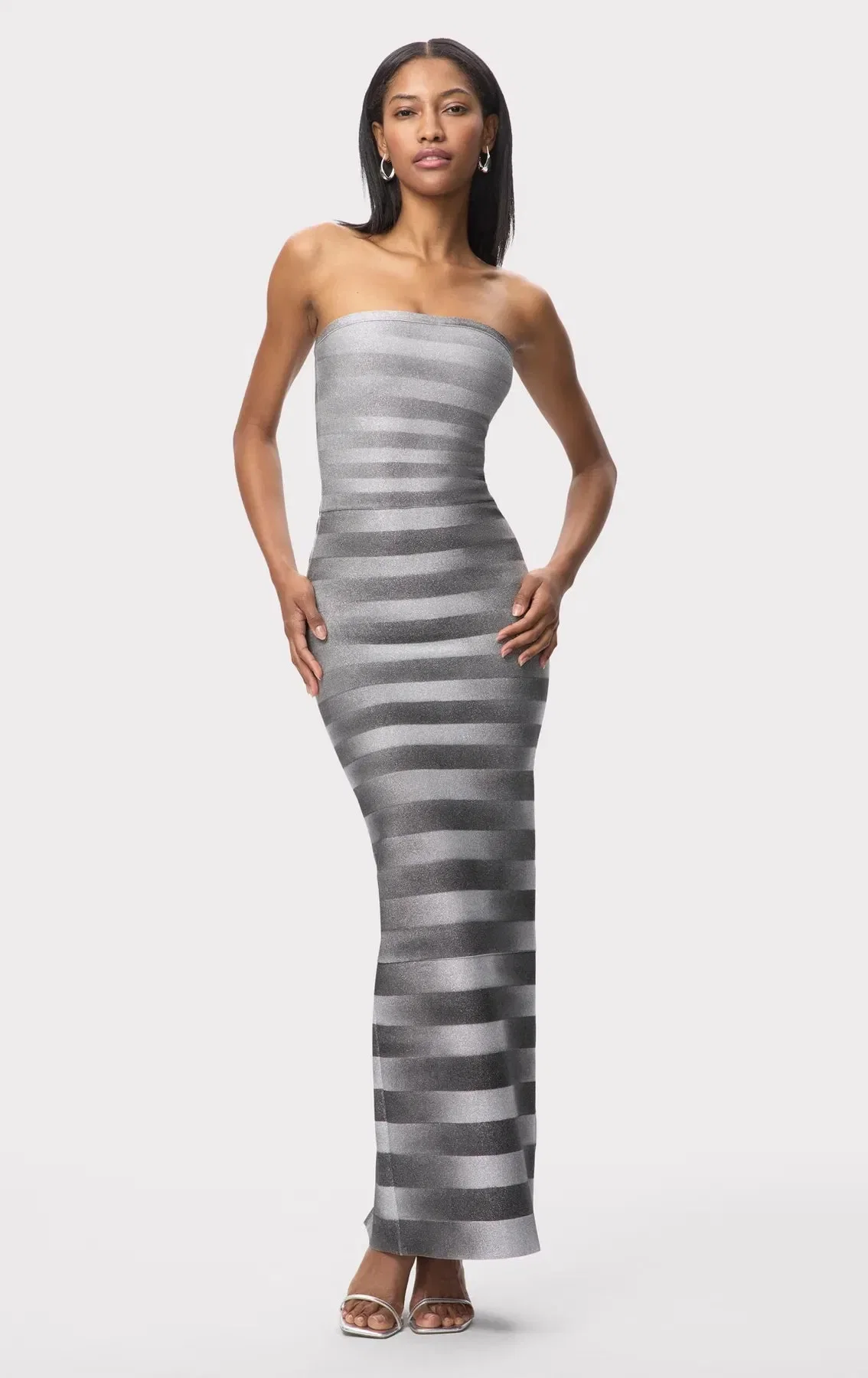 Hervé Léger Nia Bandage Knit Maxi Dress in Gold