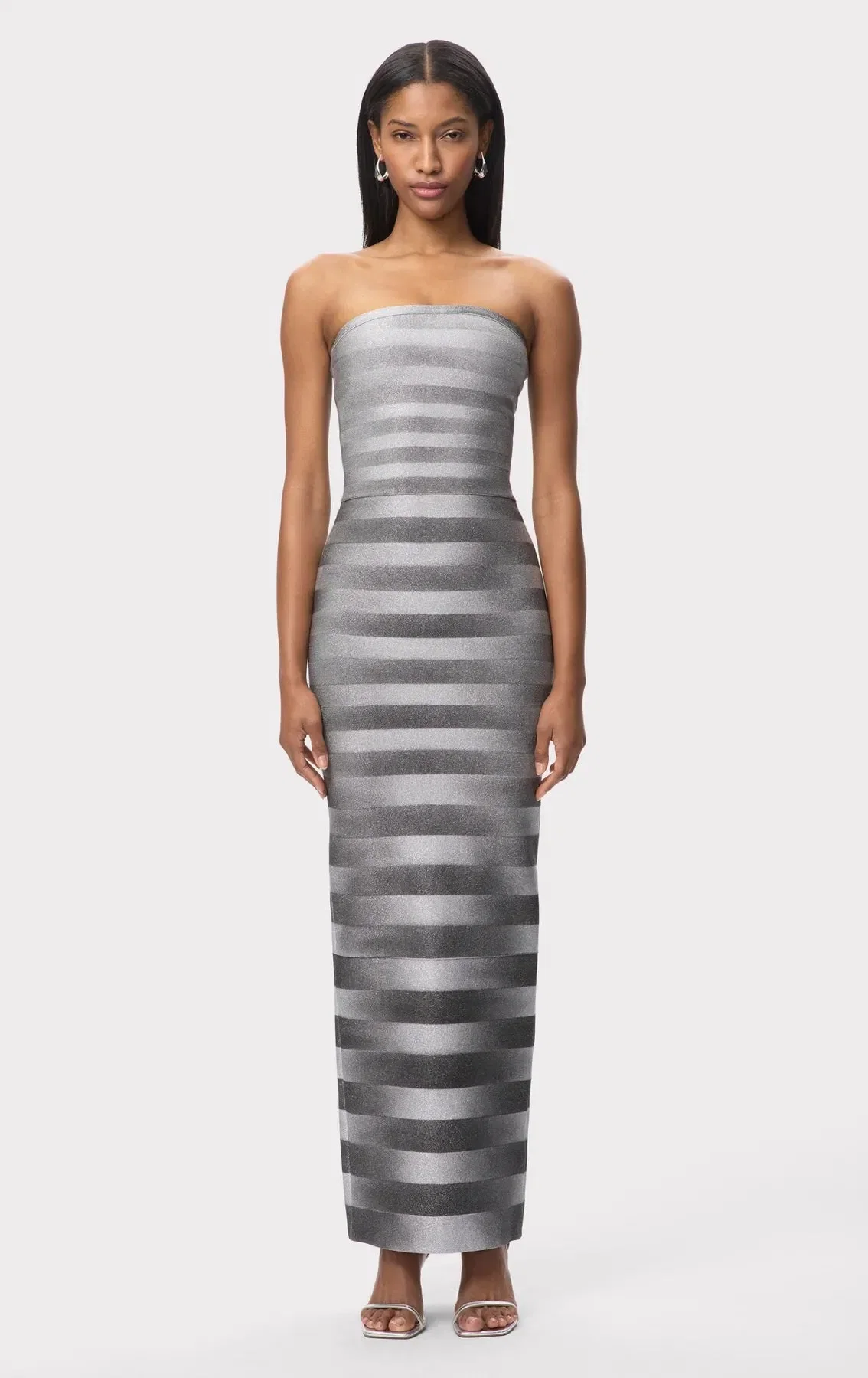 Hervé Léger Nia Bandage Knit Maxi Dress in Gold