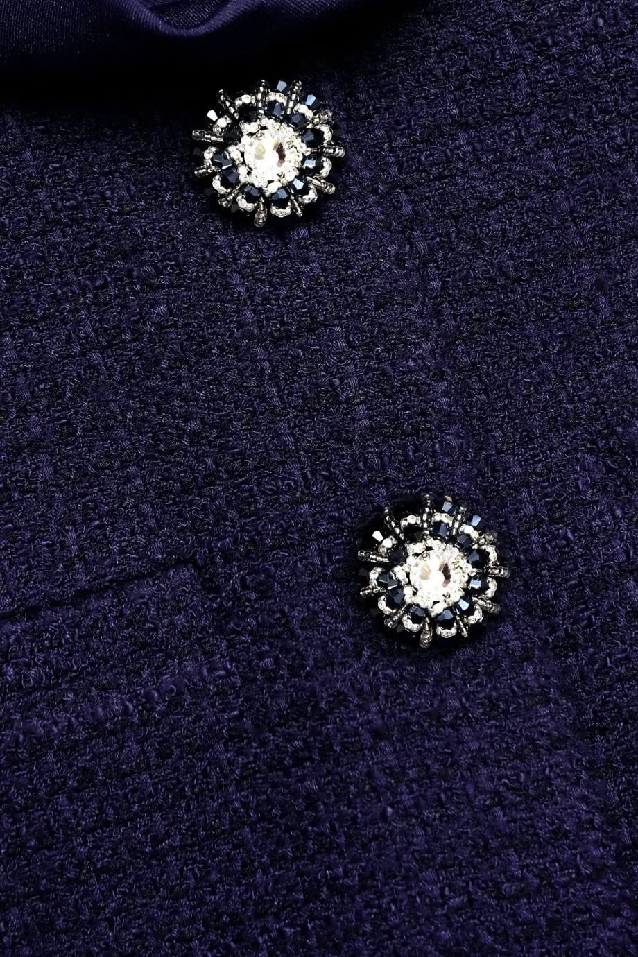 Self-Portrait Collared Boucle Taffeta Midi Dress in Blue