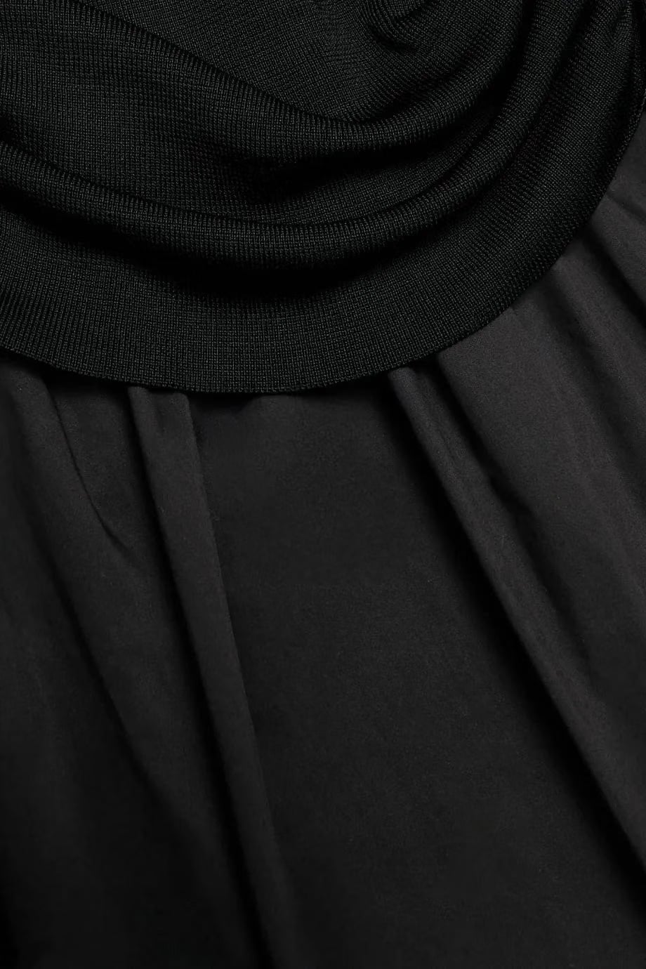 Self-Portrait Cotton Draped Knit Midi Dress in Black