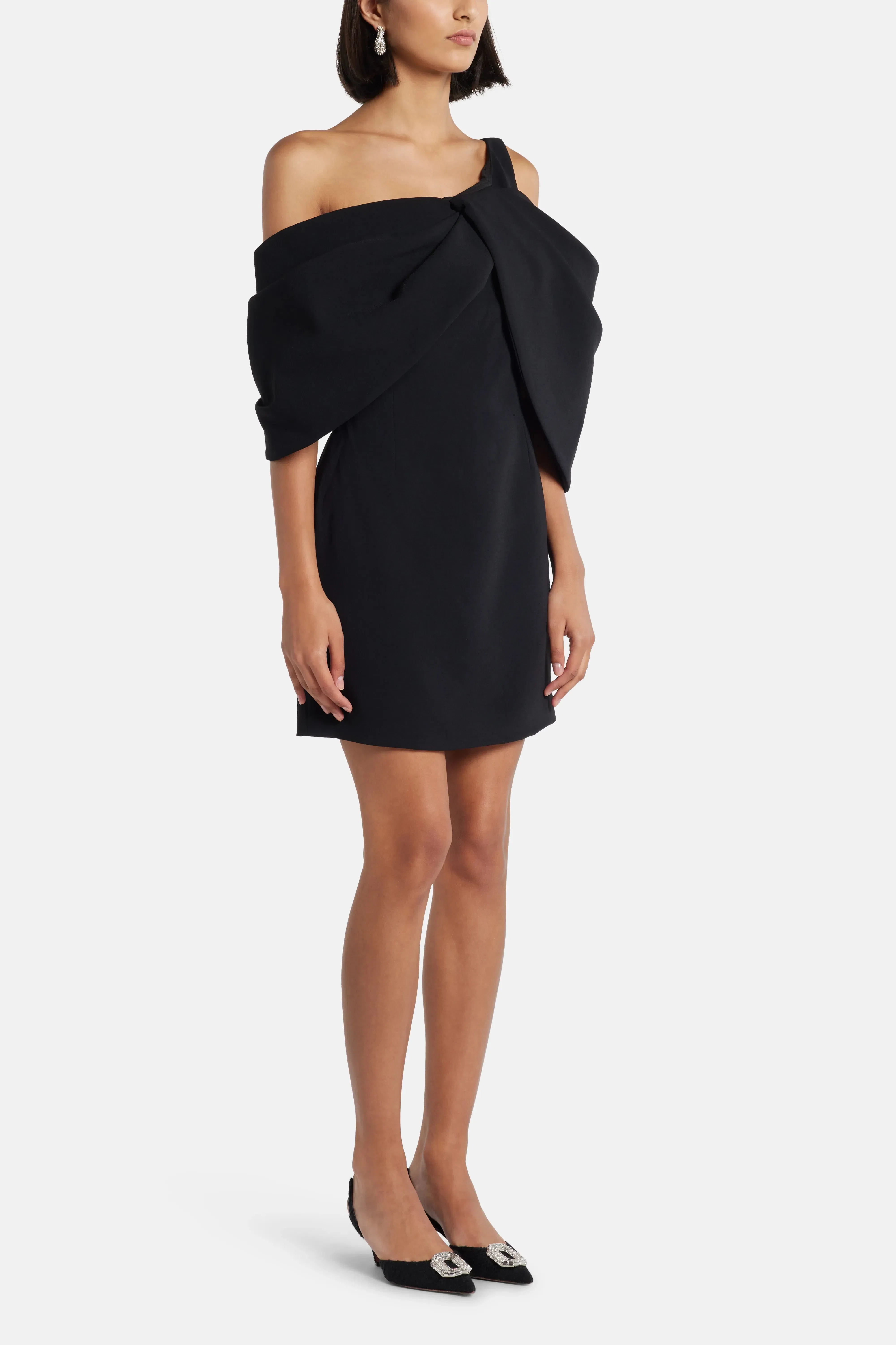 Solace London Thelma One Shoulder Mini Dress in Black