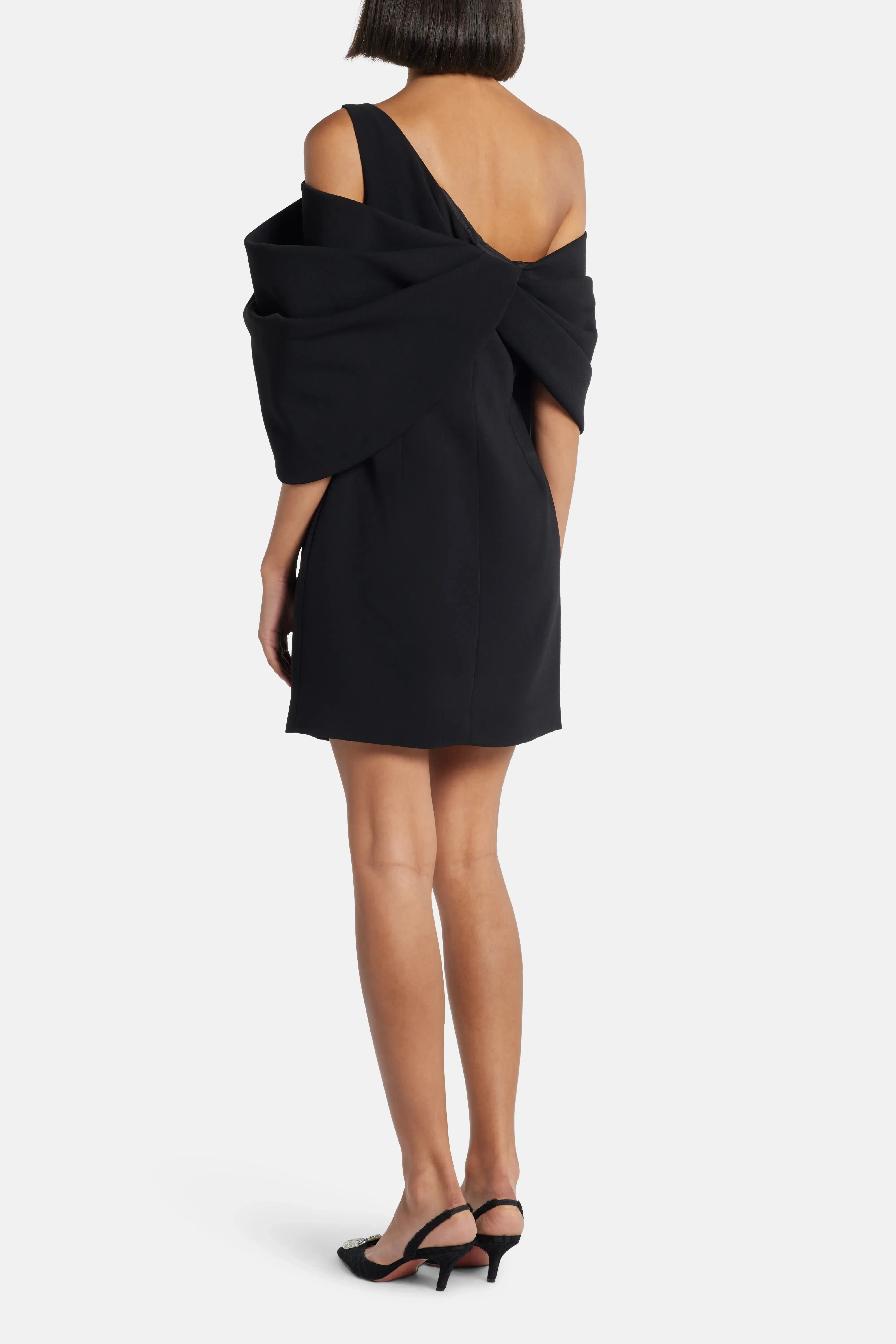 Solace London Thelma One Shoulder Mini Dress in Black