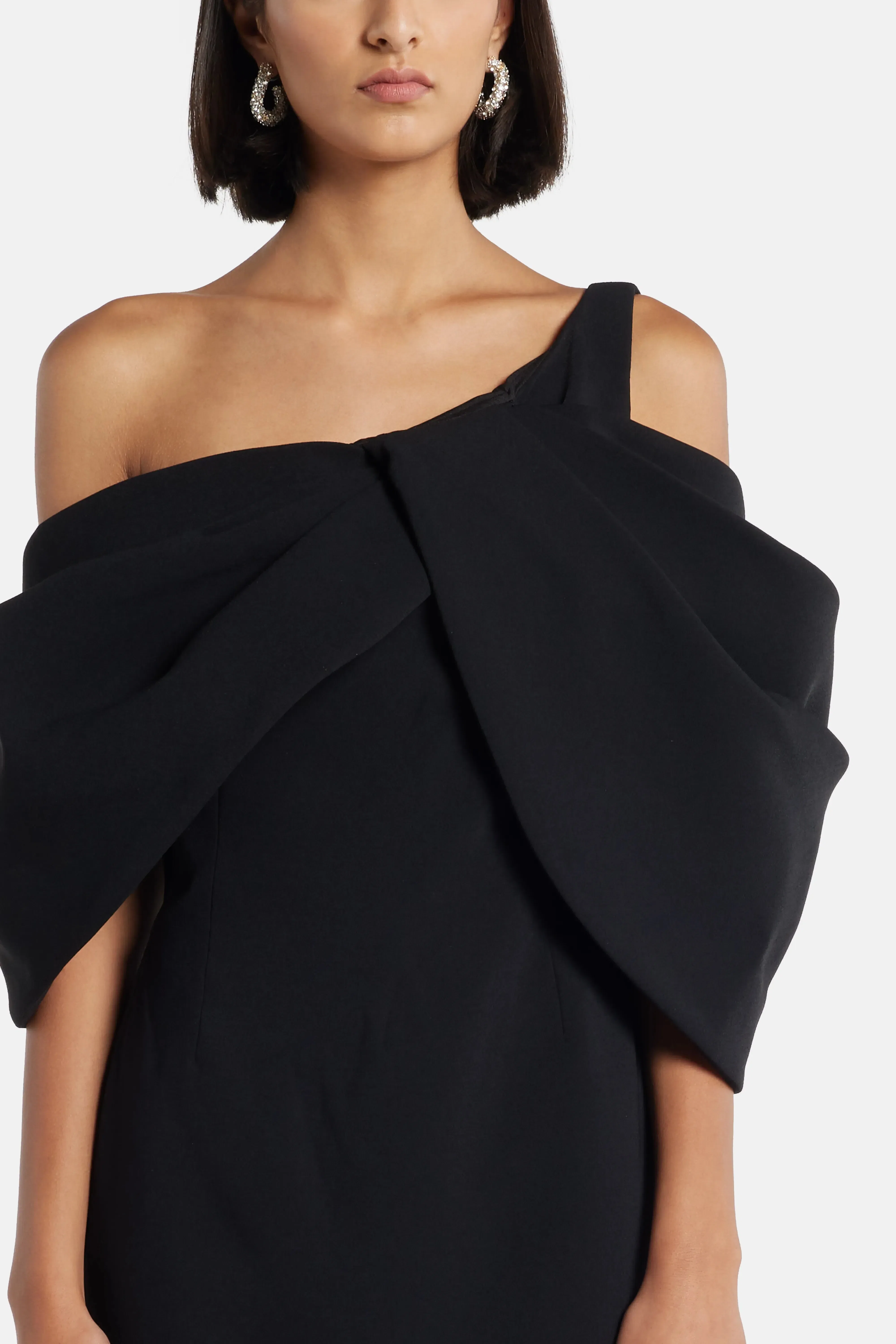 Solace London Thelma One Shoulder Mini Dress in Black