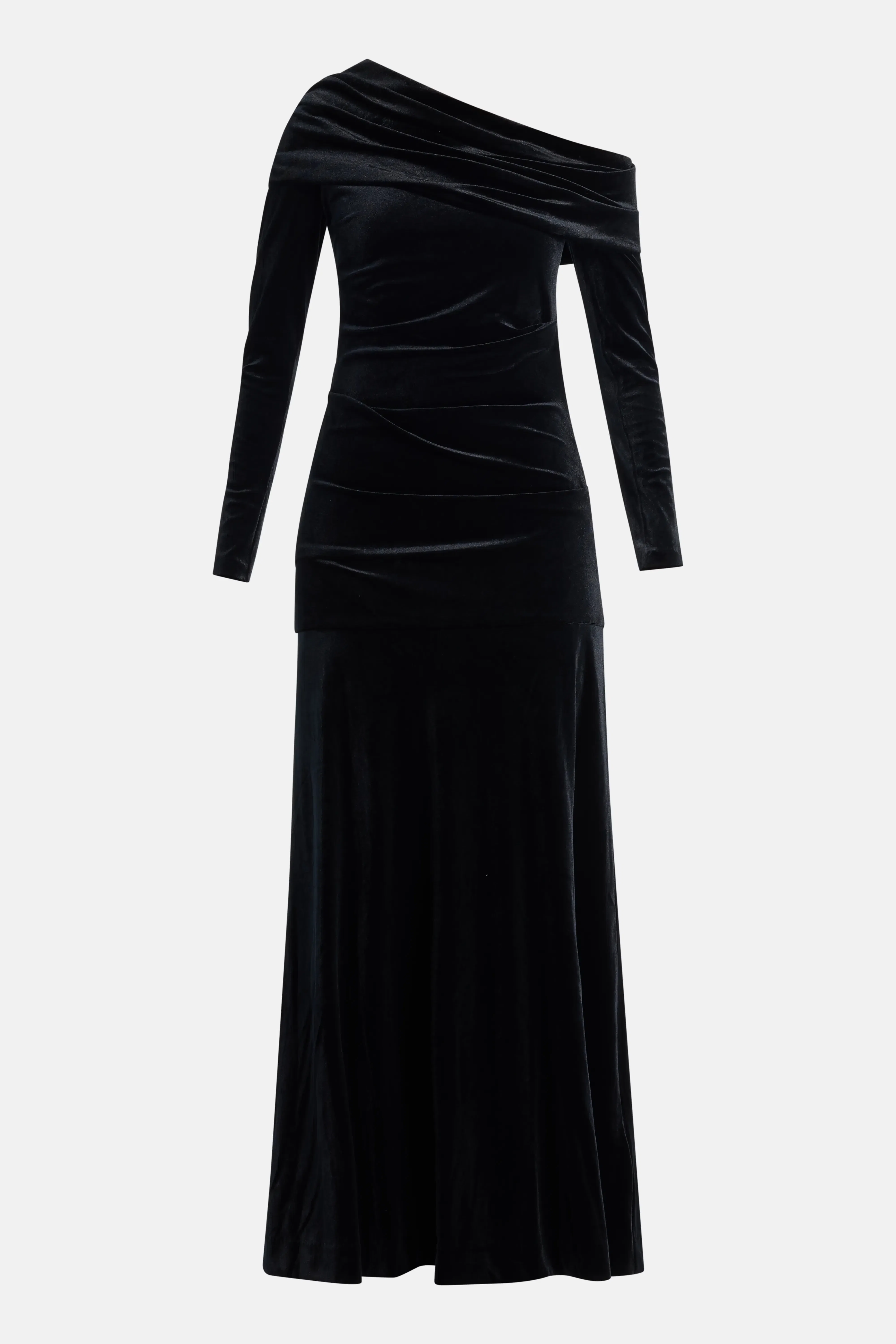 Needle & Thread Nova One Shoulder Velvet Evening Dress in Black
