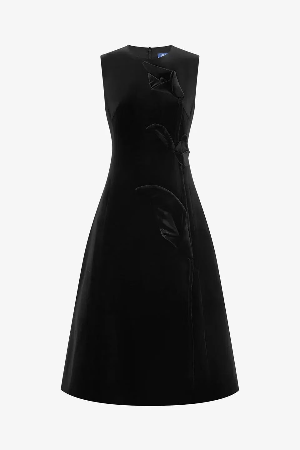 Leo Lin Cleo Velvet Sleeveless Midi Dress in Black