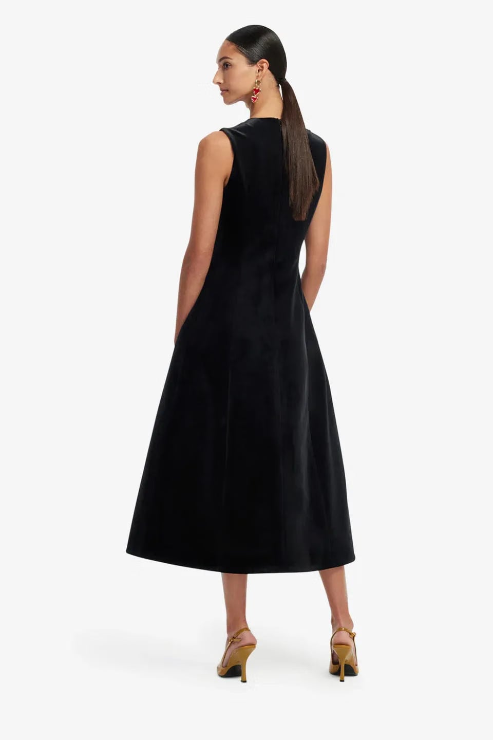 Leo Lin Cleo Velvet Sleeveless Midi Dress in Black