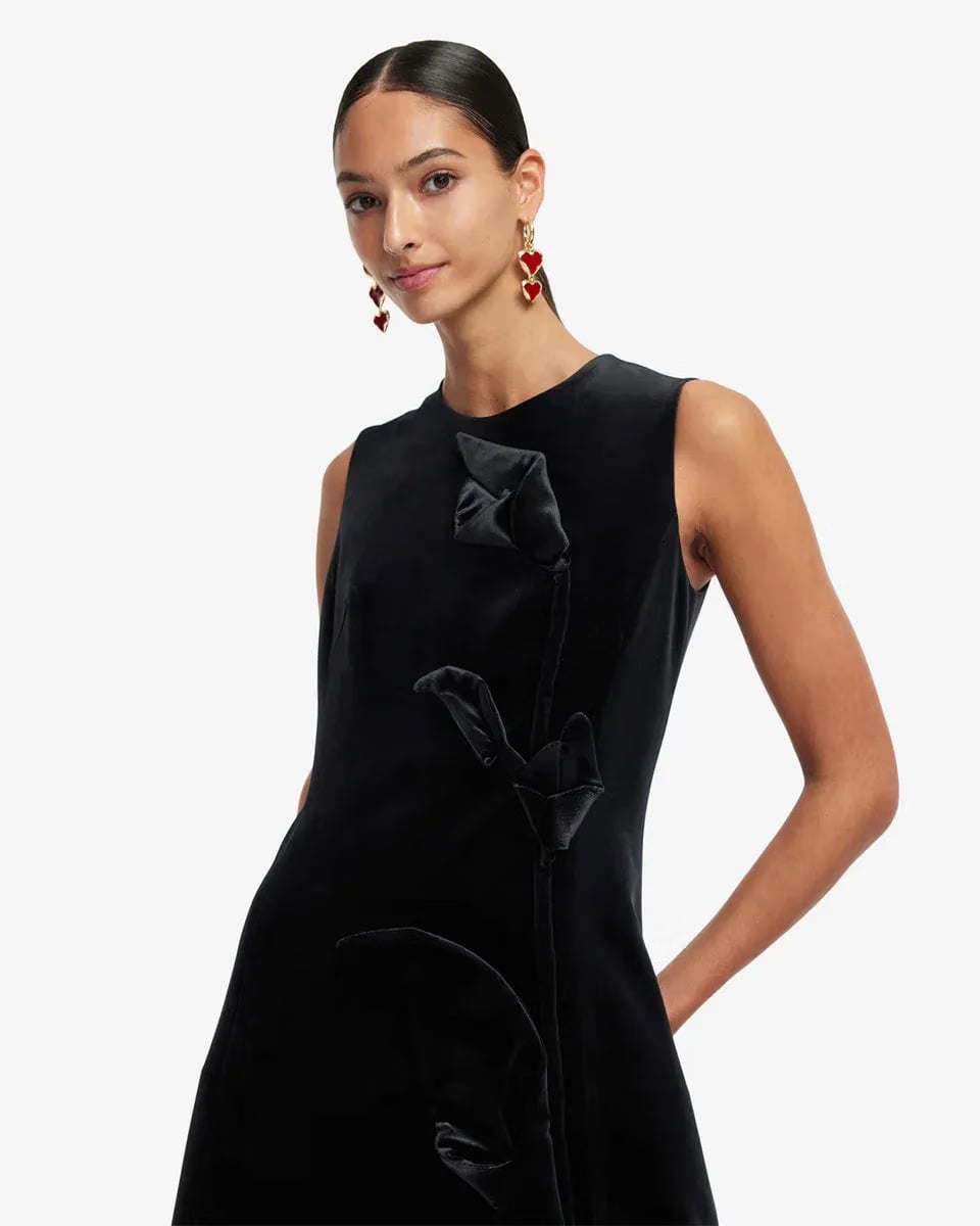 Leo Lin Cleo Velvet Sleeveless Midi Dress in Black