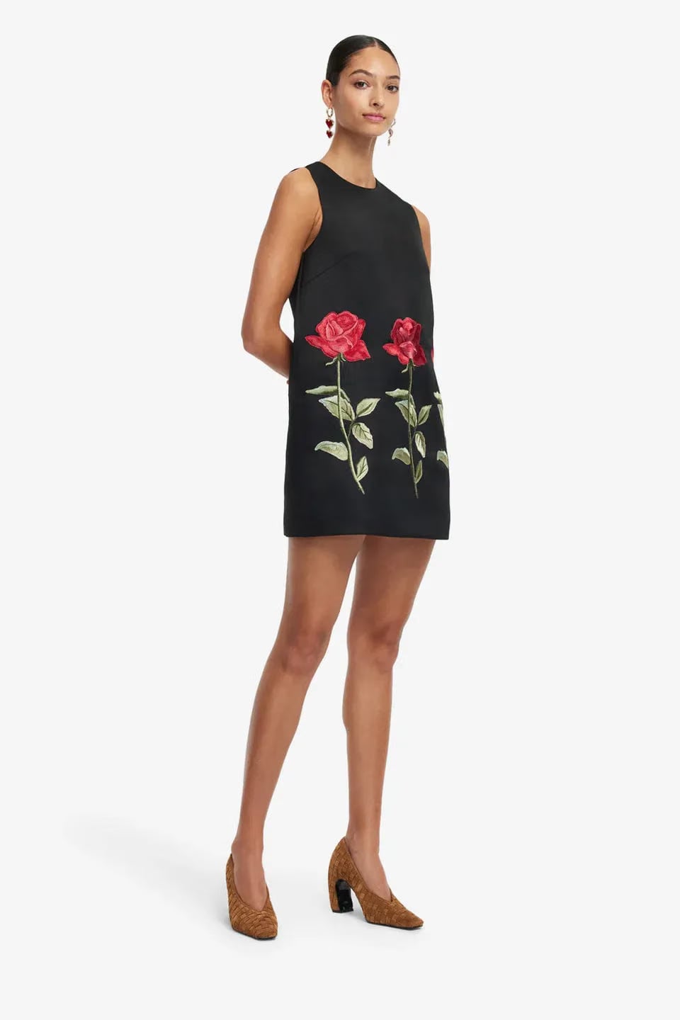 Leo Lin Yvonne Sleeveless Embroidered Mini Dress in Black