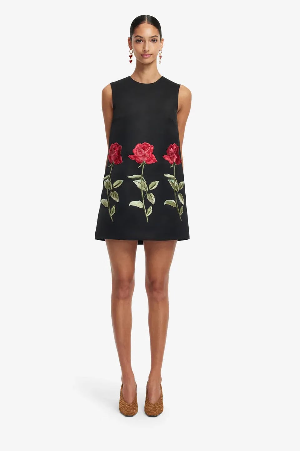 Leo Lin Yvonne Sleeveless Embroidered Mini Dress in Black