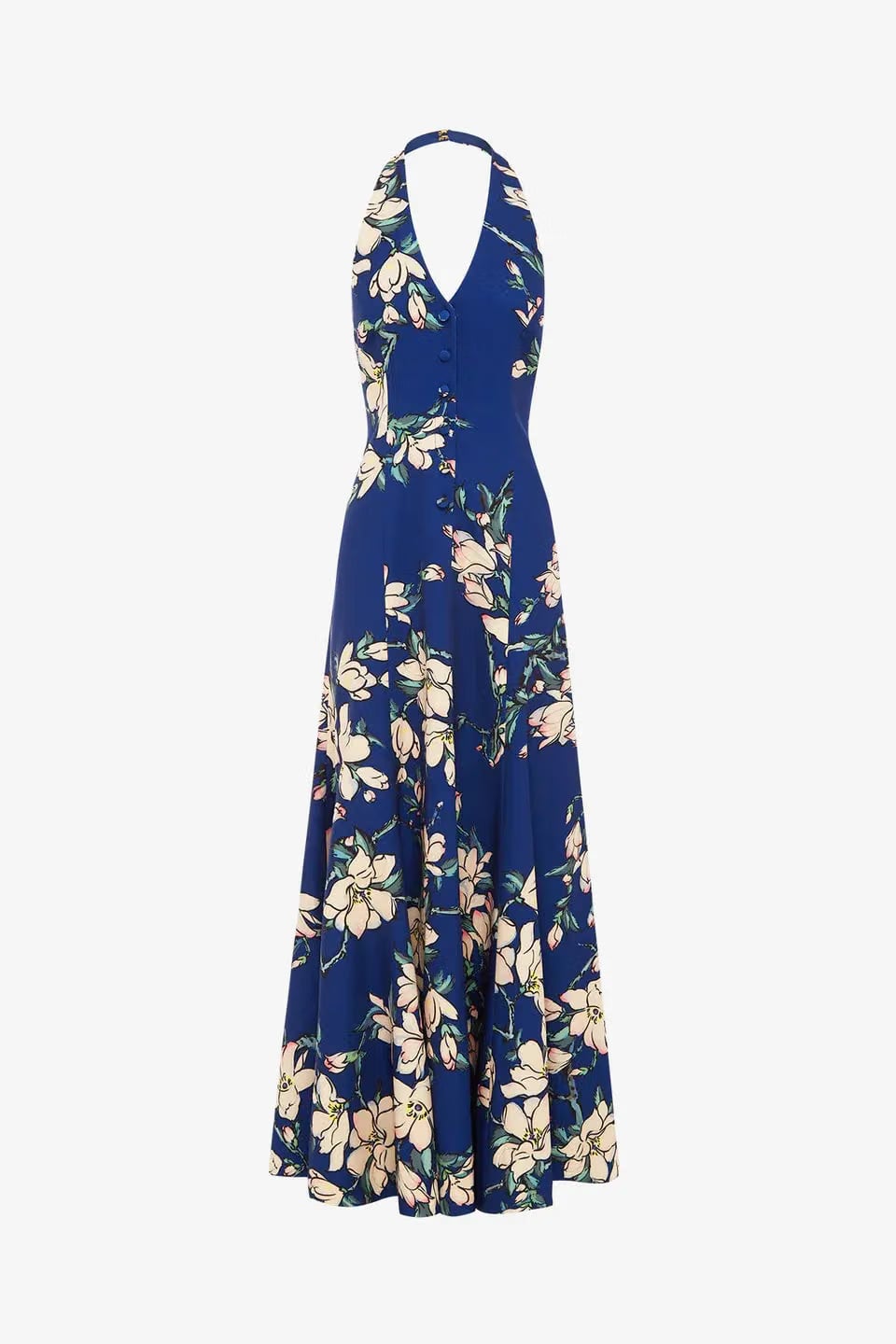 Leo Lin Juliette Floral Halter Neck Maxi Dress in Blue