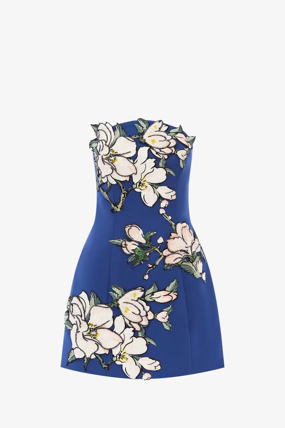 Leo Lin Zaria Floral Applique Bustier Mini Dress in Blue
