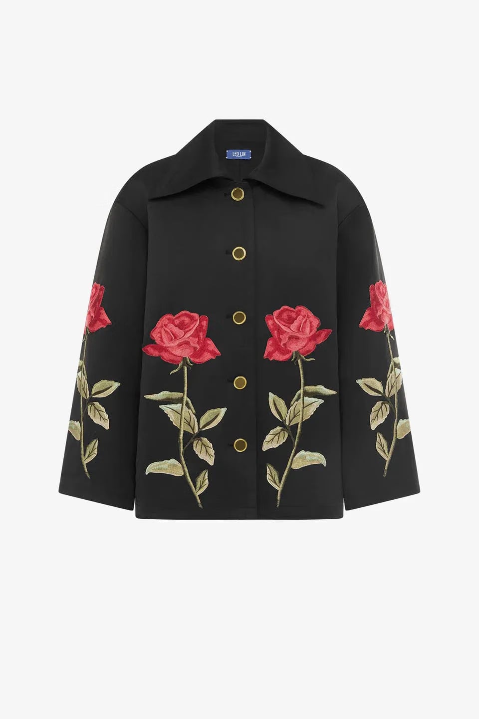 Leo Lin Leyna Embellished Rose Jacket in Black