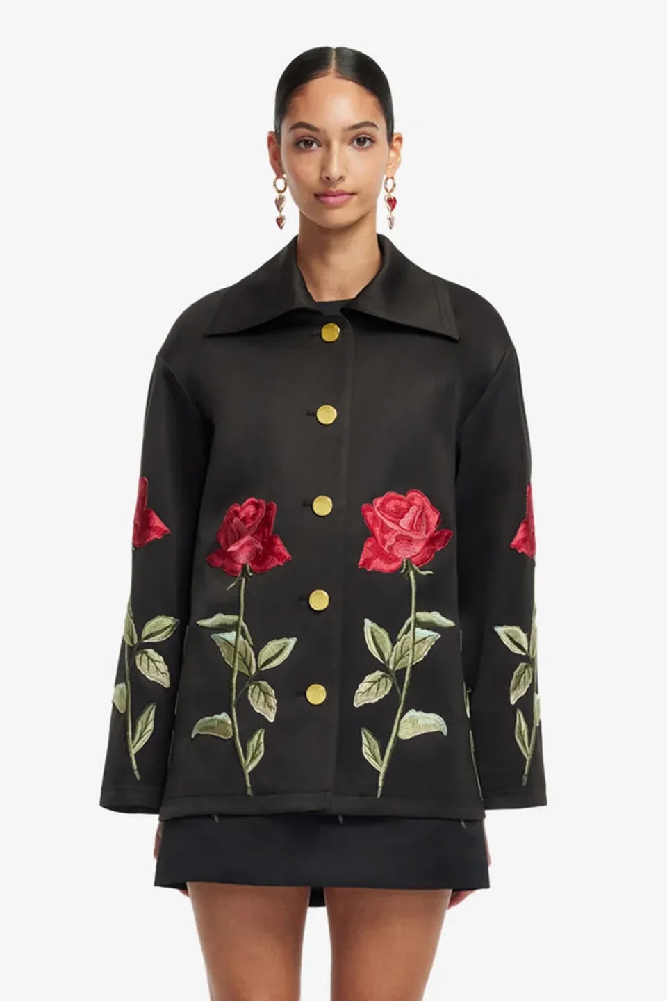 Leo Lin Leyna Embellished Rose Jacket in Black