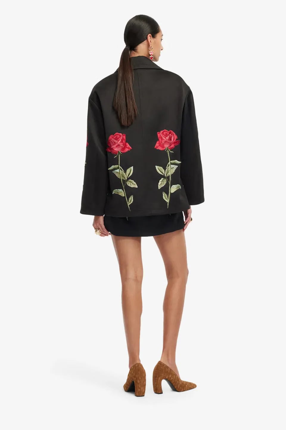Leo Lin Leyna Embellished Rose Jacket in Black