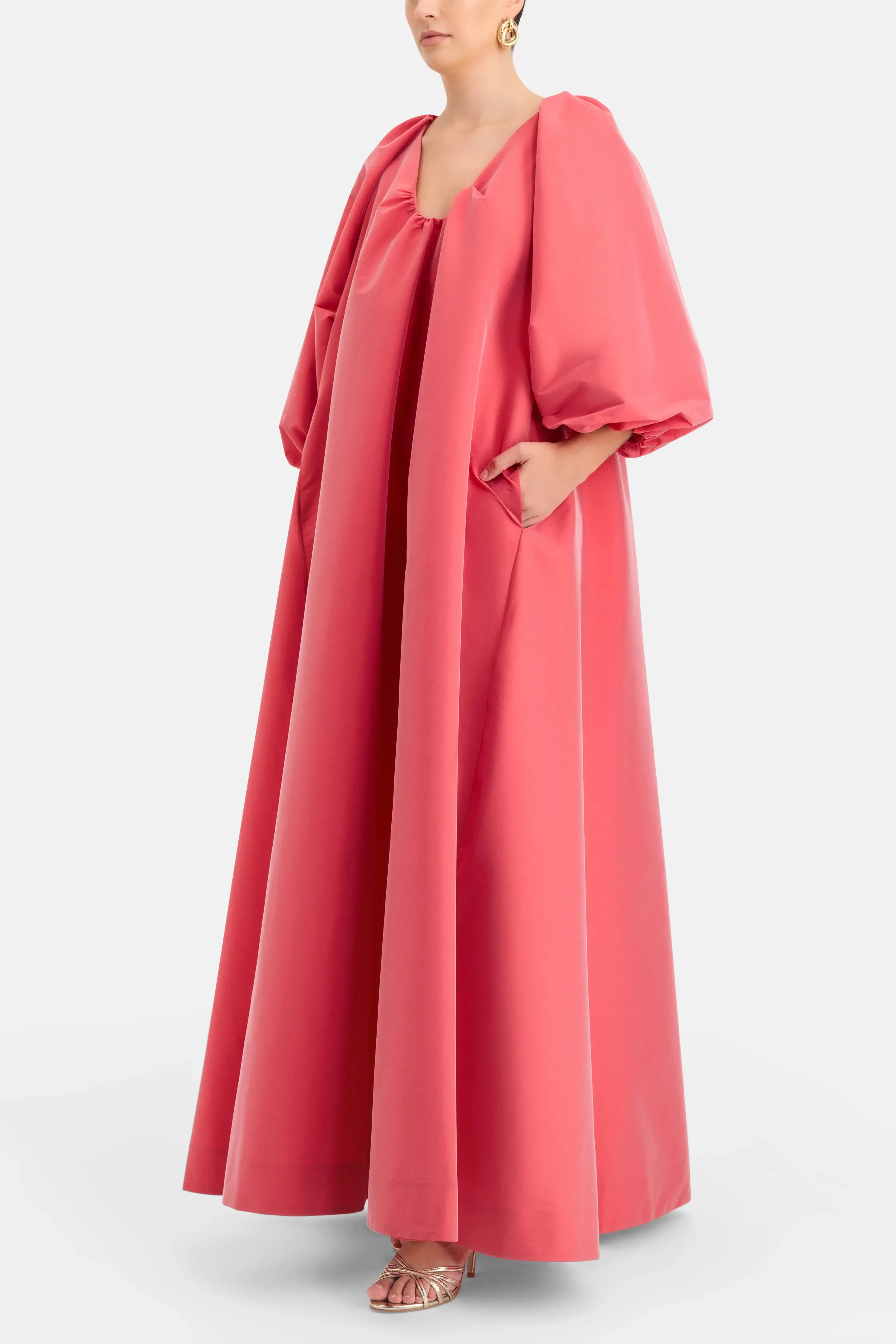 Bernadette George Puff Sleeves Maxi Dress in Pink