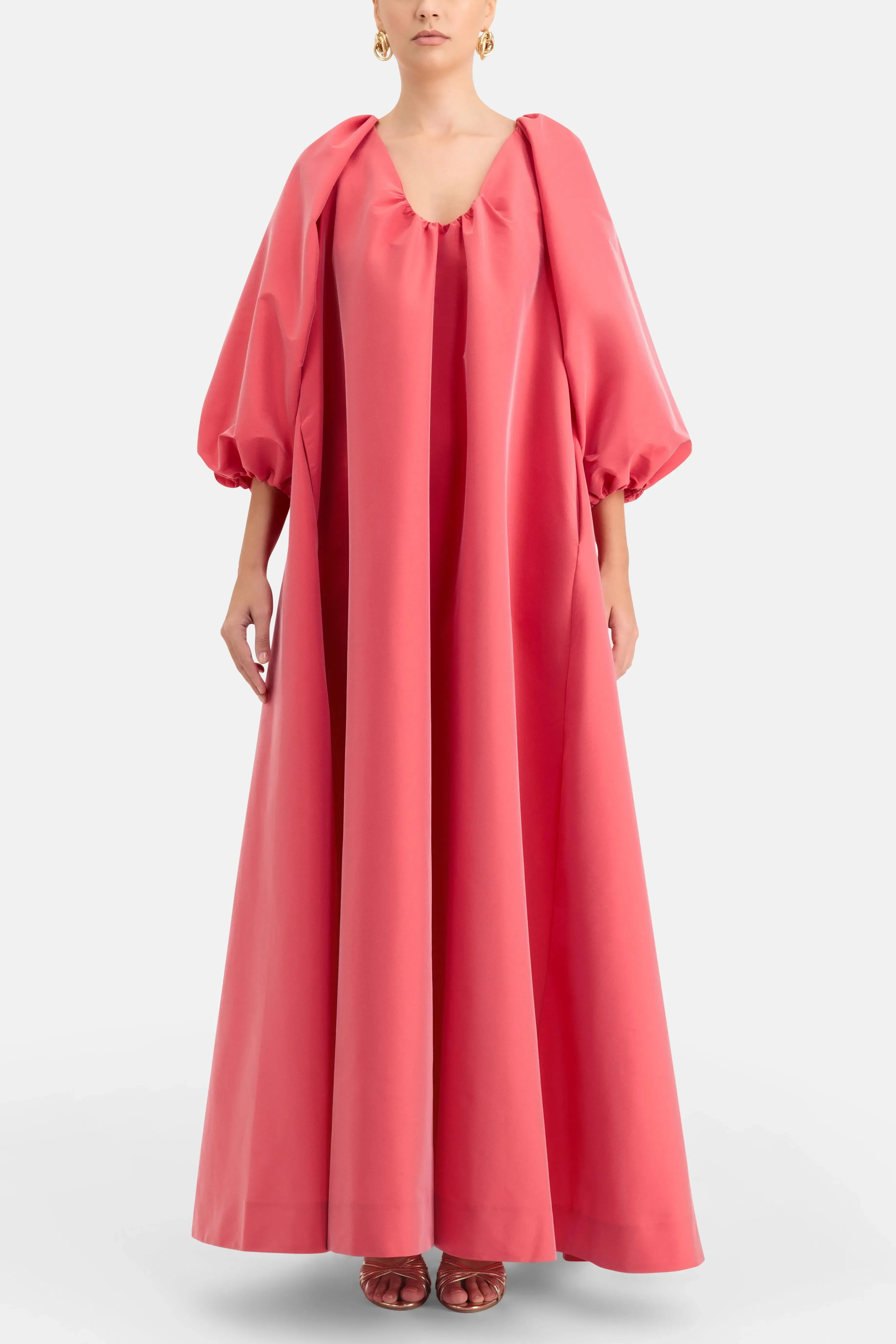 Bernadette George Puff Sleeves Maxi Dress in Pink