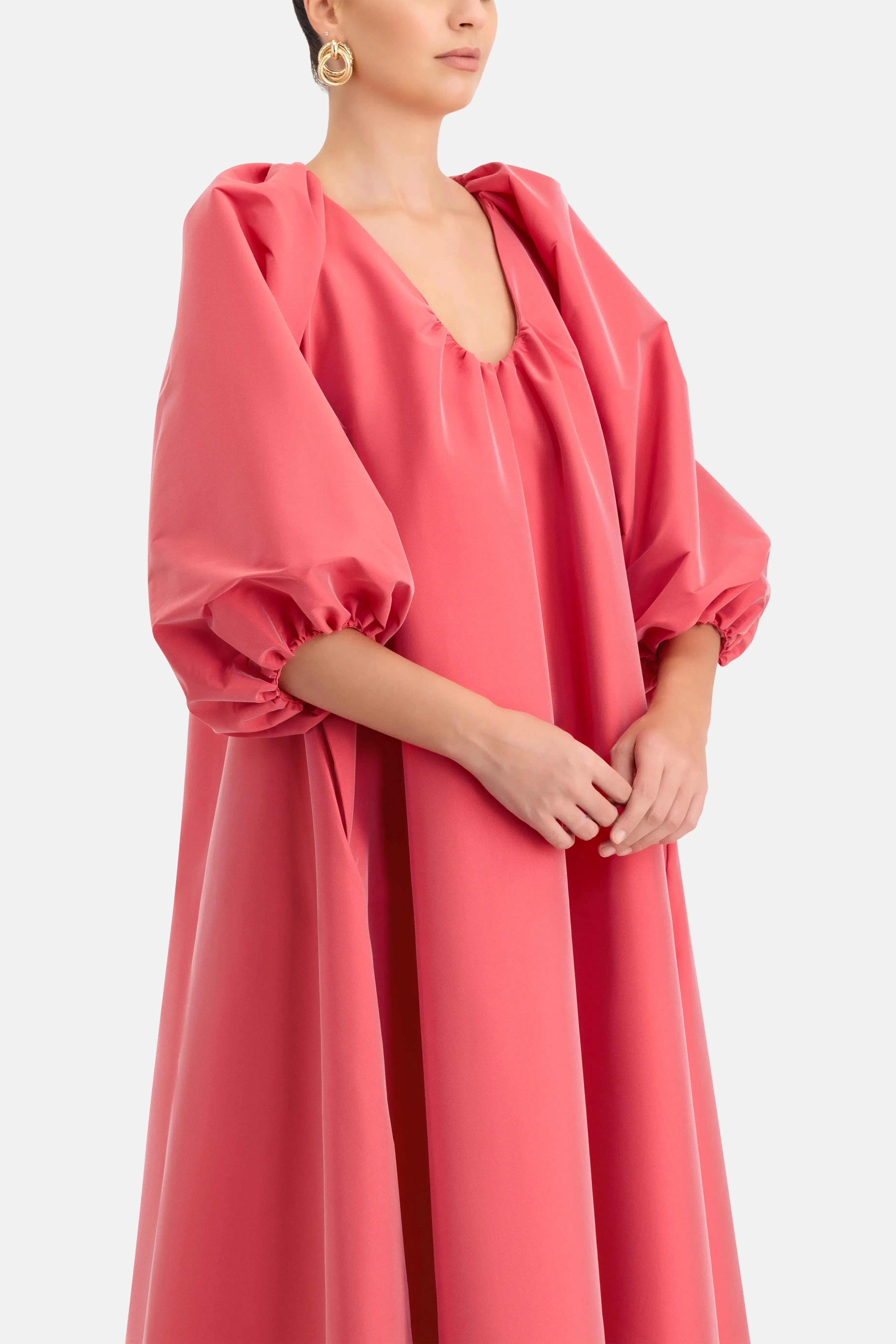 Bernadette George Puff Sleeves Maxi Dress in Pink