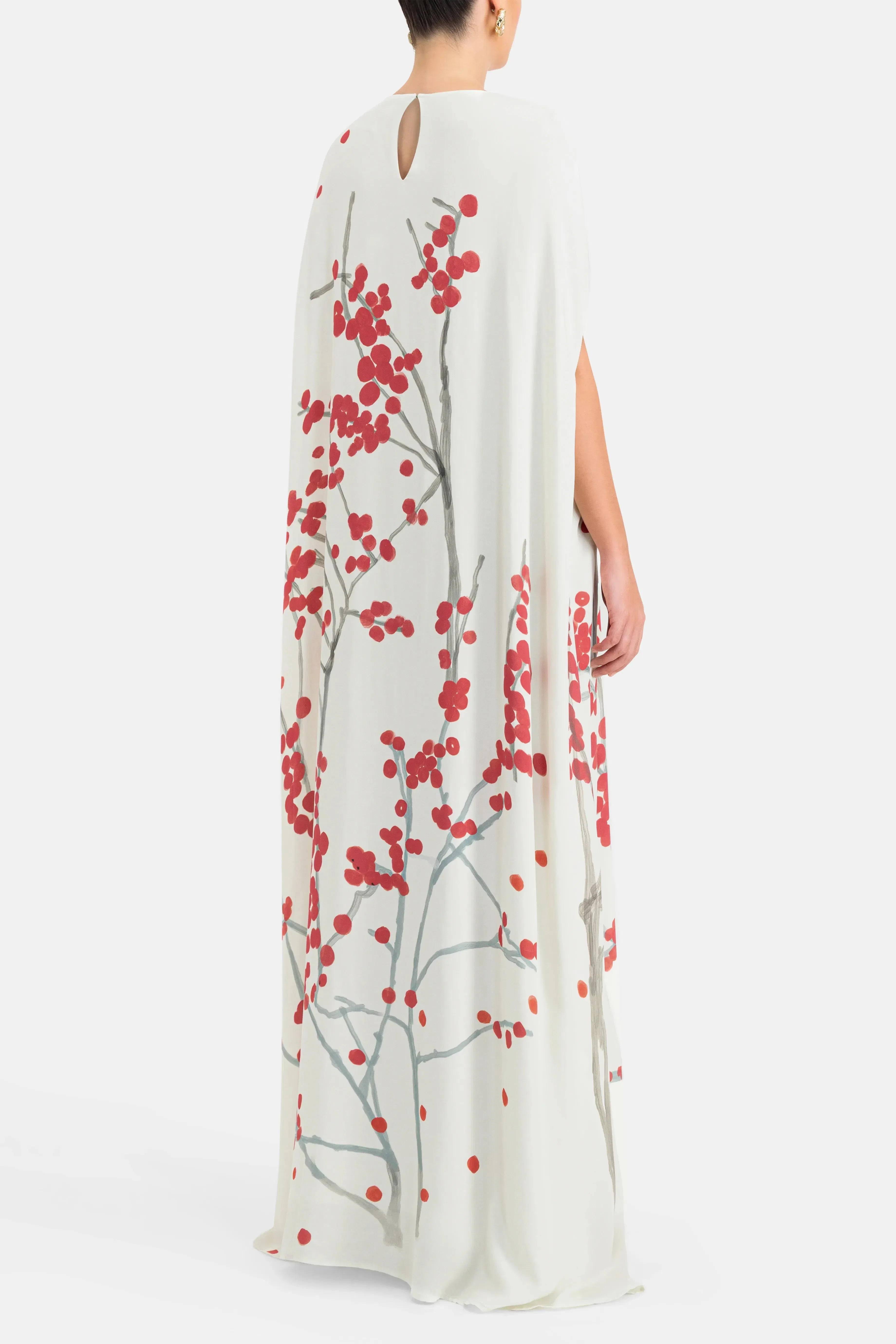 Bernadette Eleonore Red Berry Print Maxi Dress in White