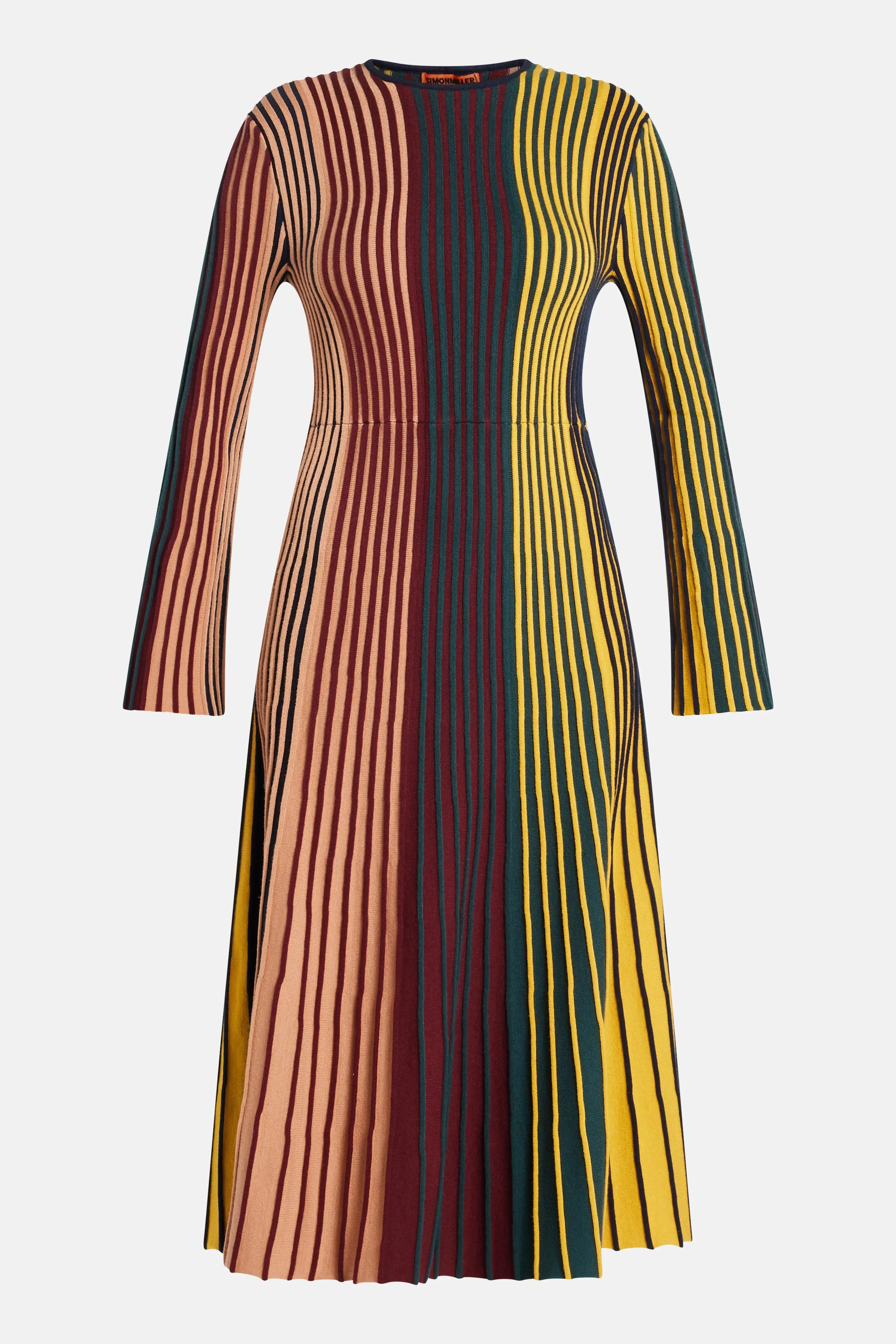 Simon Miller Celia Stripes Knit Midi Dress in Maroon