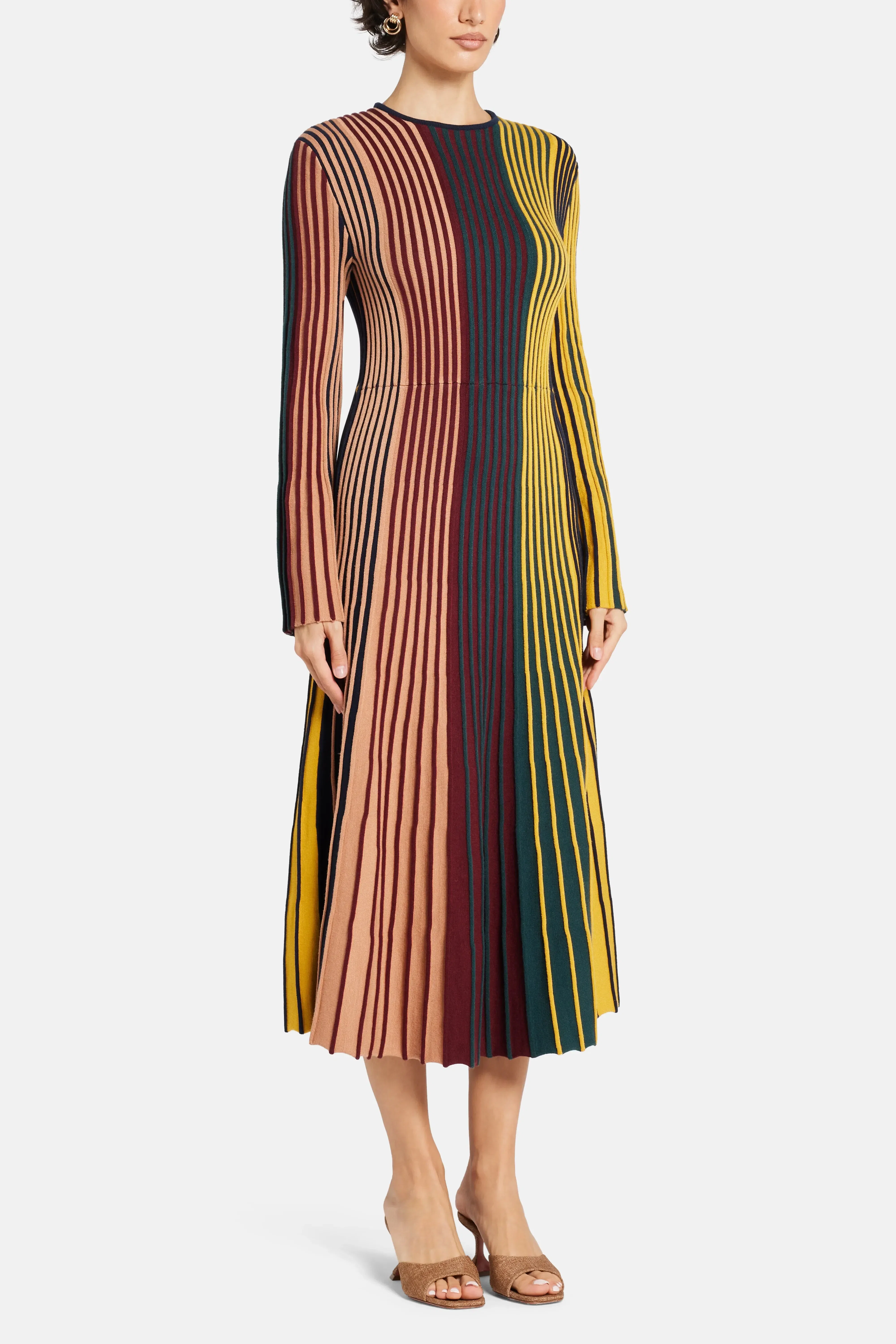 Simon Miller Celia Stripes Knit Midi Dress in Maroon