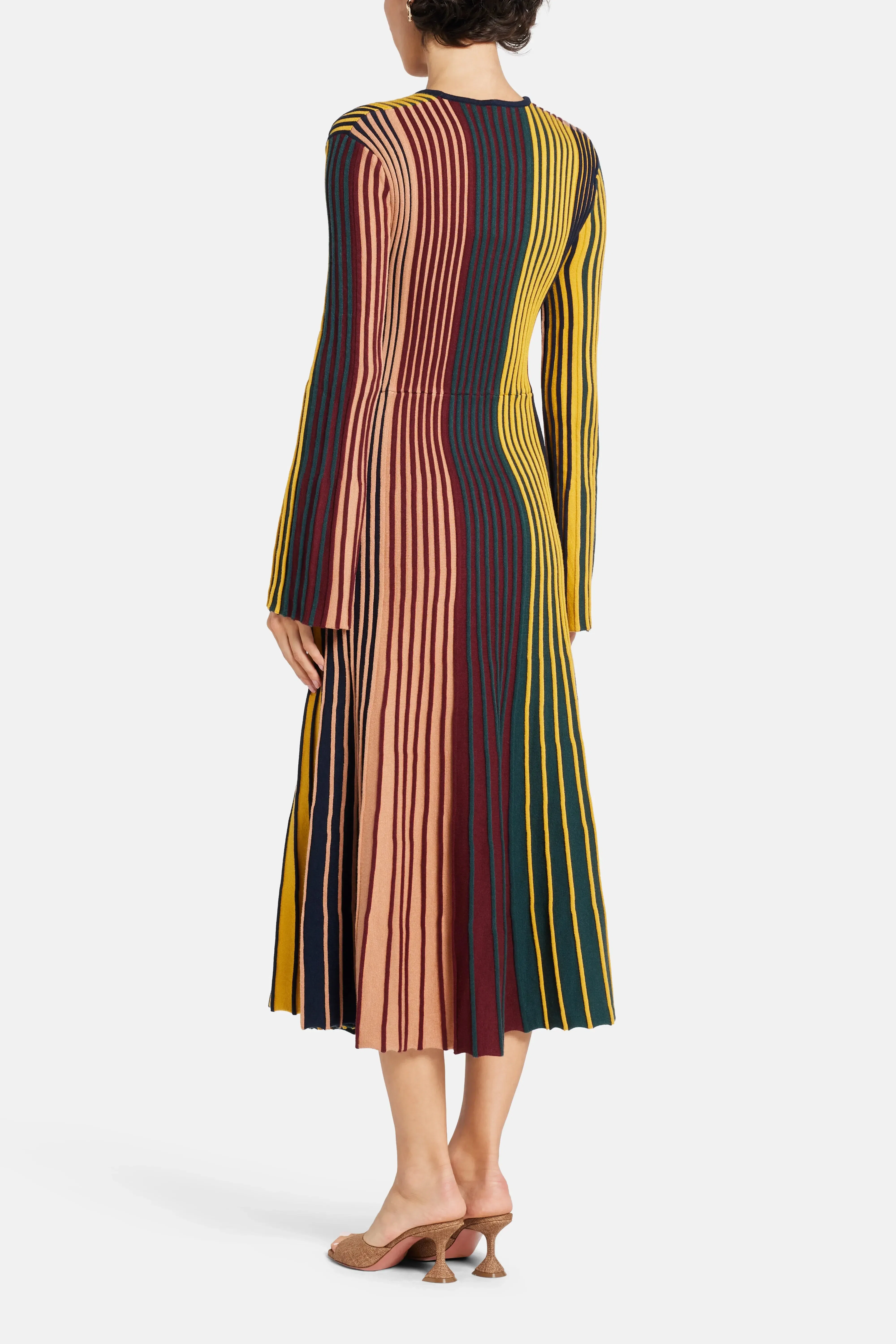 Simon Miller Celia Stripes Knit Midi Dress in Maroon
