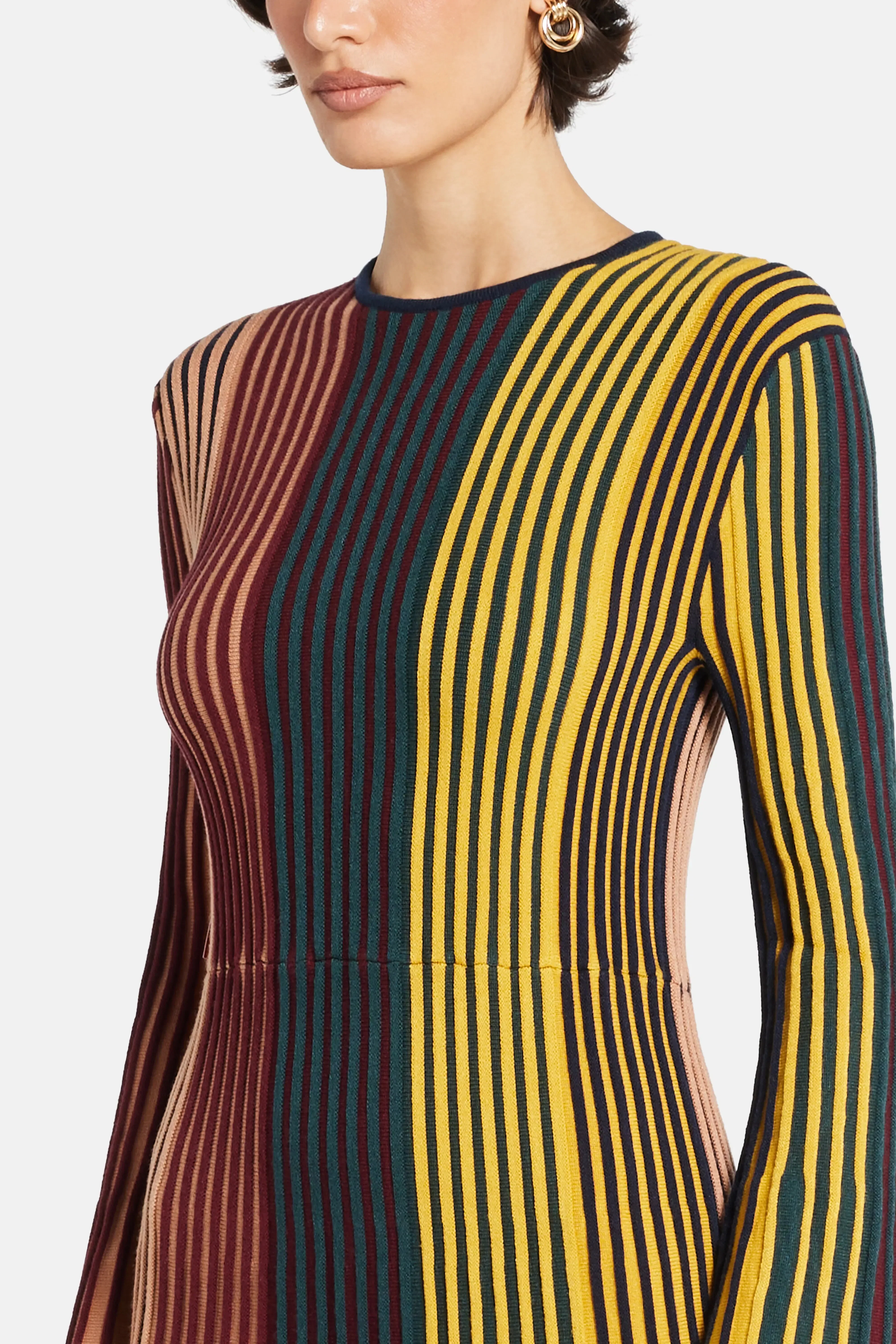Simon Miller Celia Stripes Knit Midi Dress in Maroon