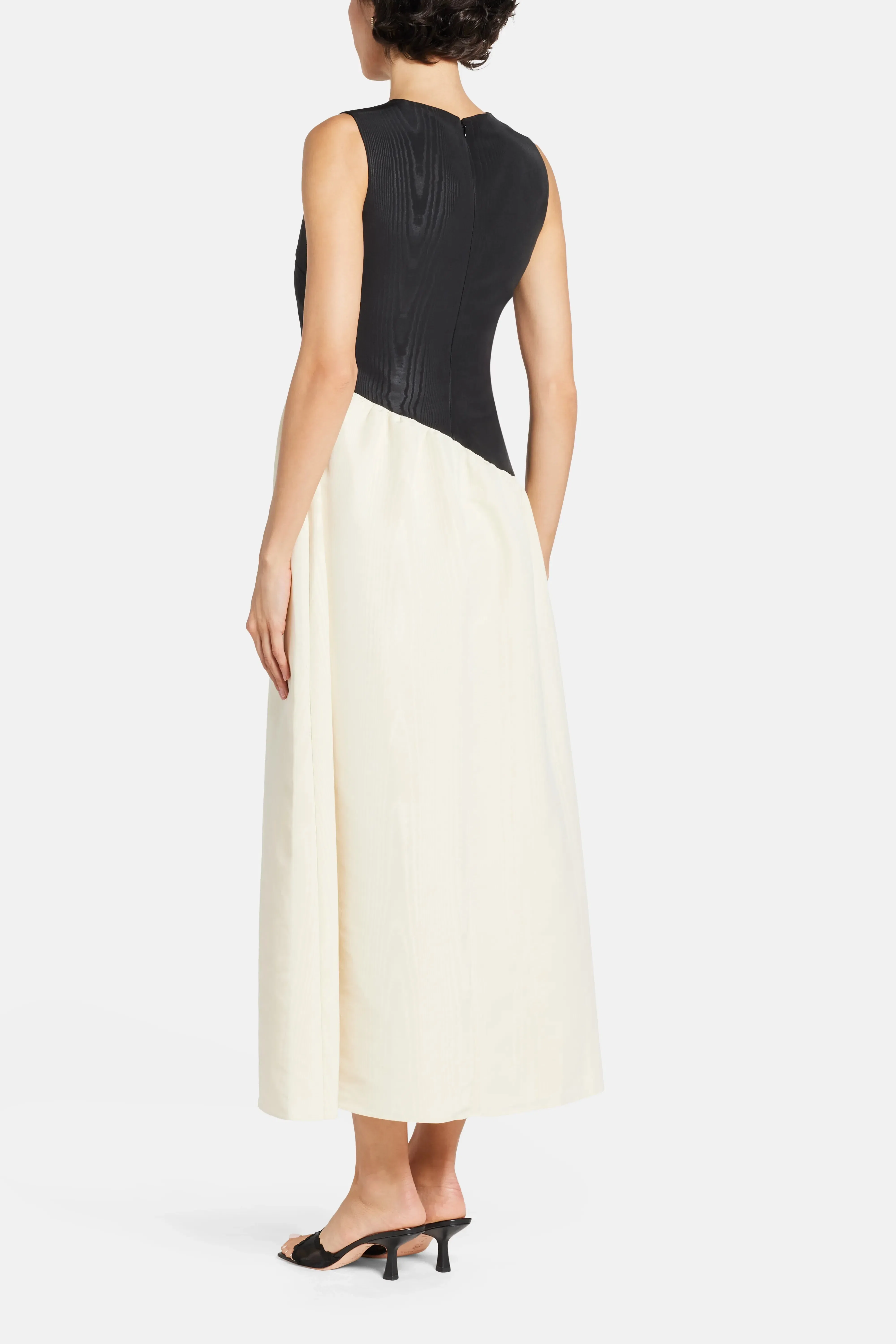 Simon Miller Laurel Moire Sleeveless Midi Dress in Black and White