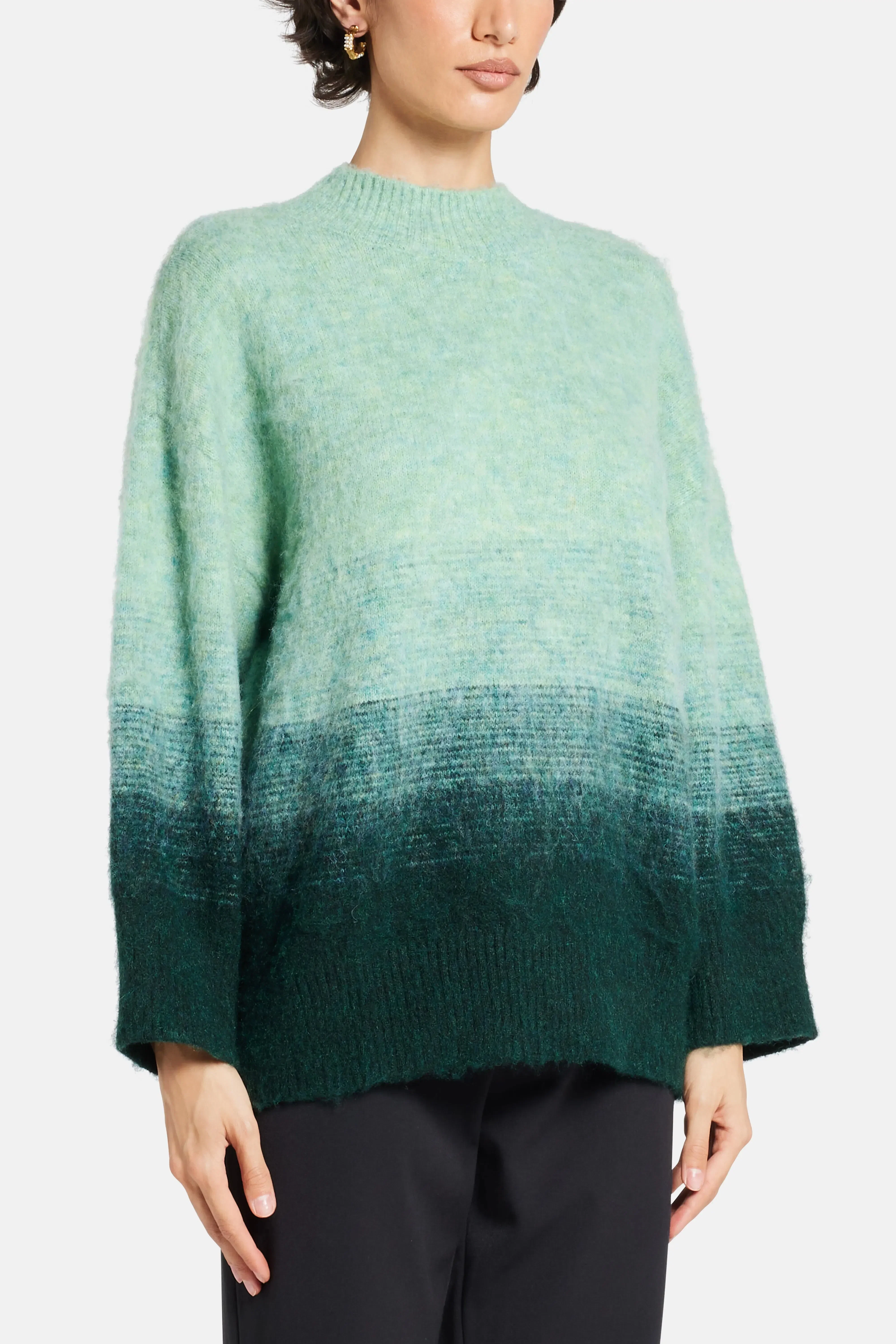 Simon Miller Leith Ombre Round Neck Wool Sweater in Blue