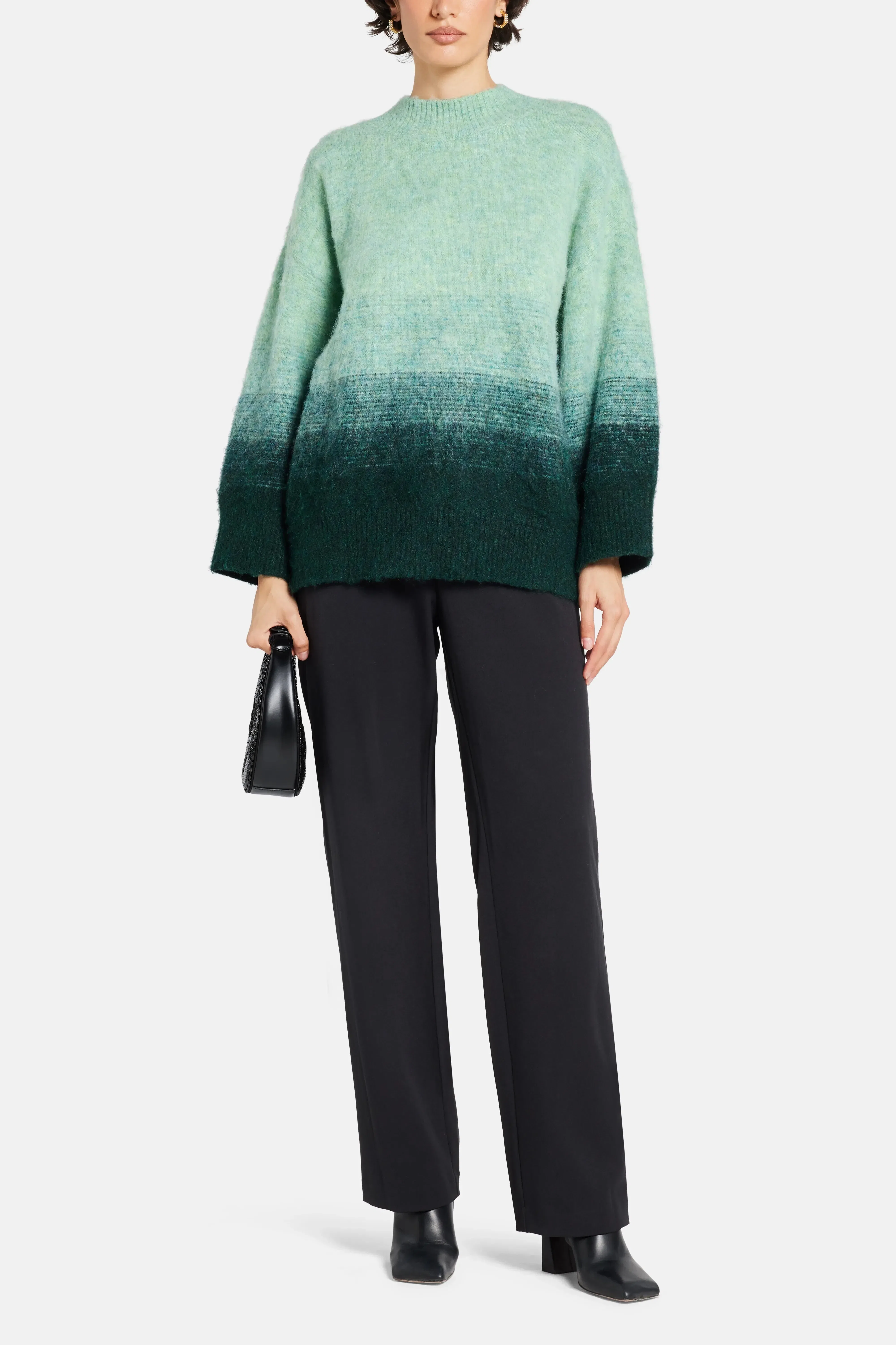 Simon Miller Leith Ombre Round Neck Wool Sweater in Blue