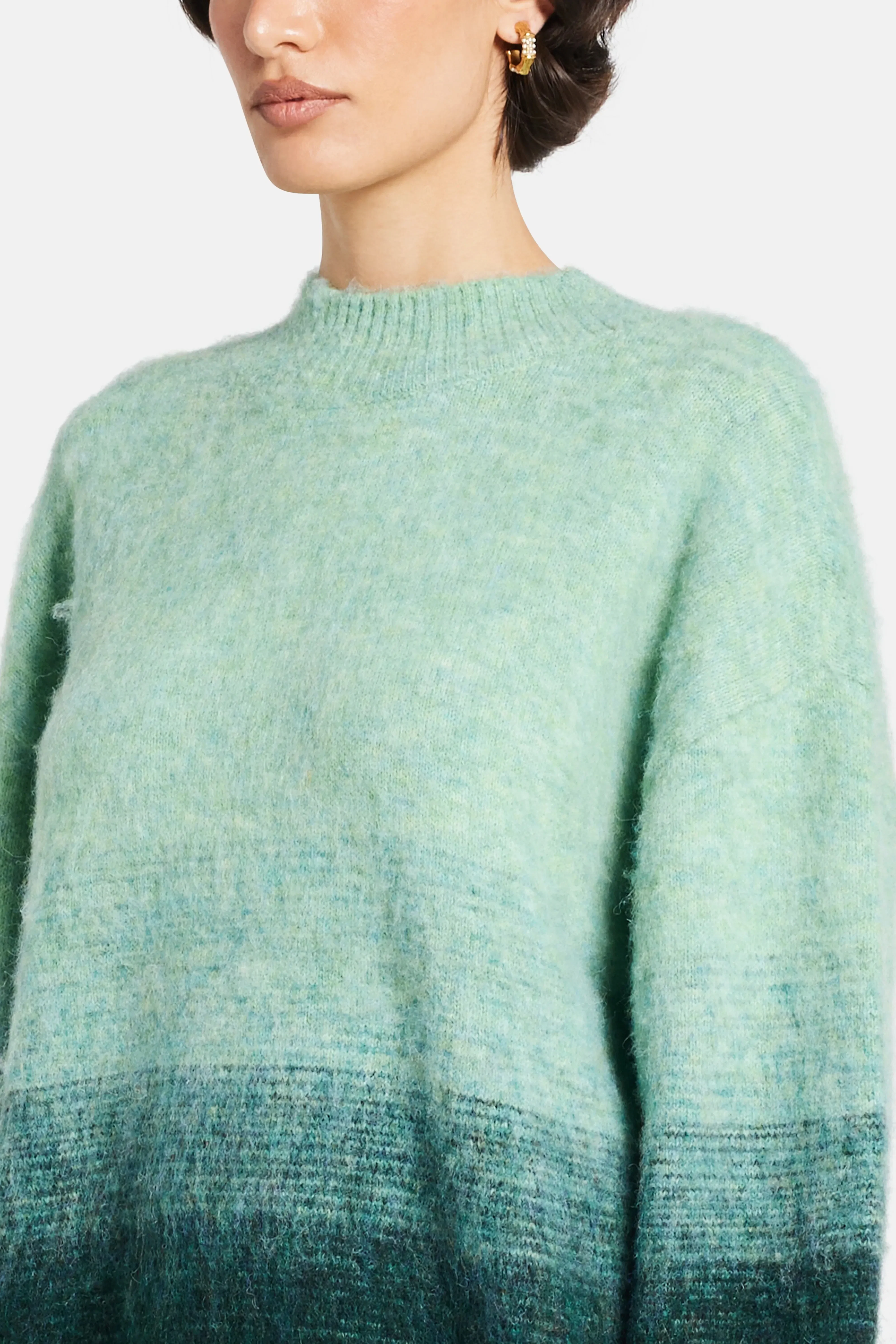 Simon Miller Leith Ombre Round Neck Wool Sweater in Blue