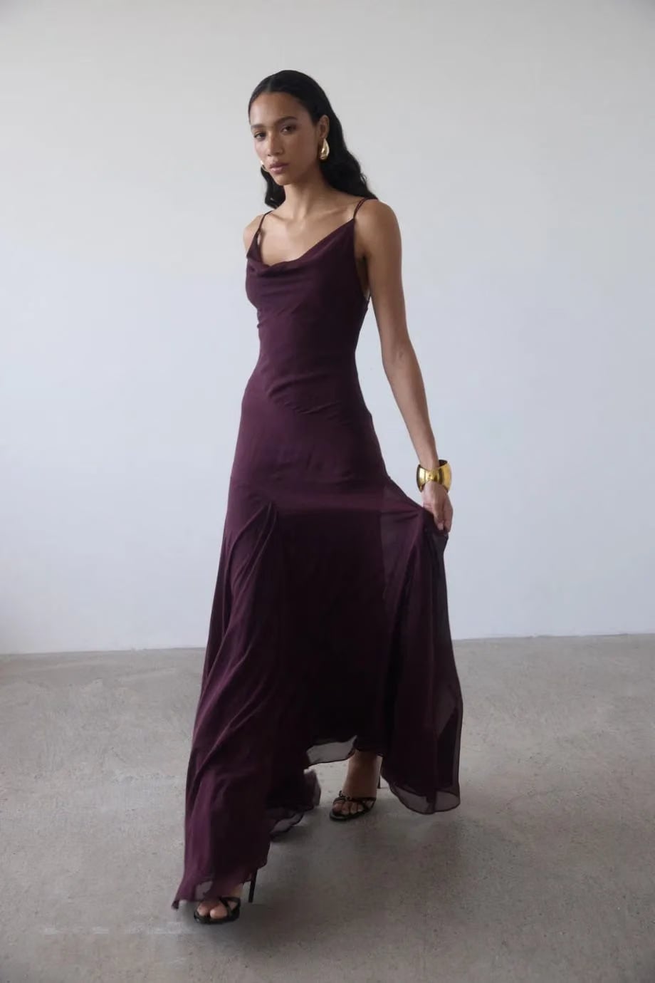 De La Vali Attica Sleevleess Maxi Dress in Burgundy