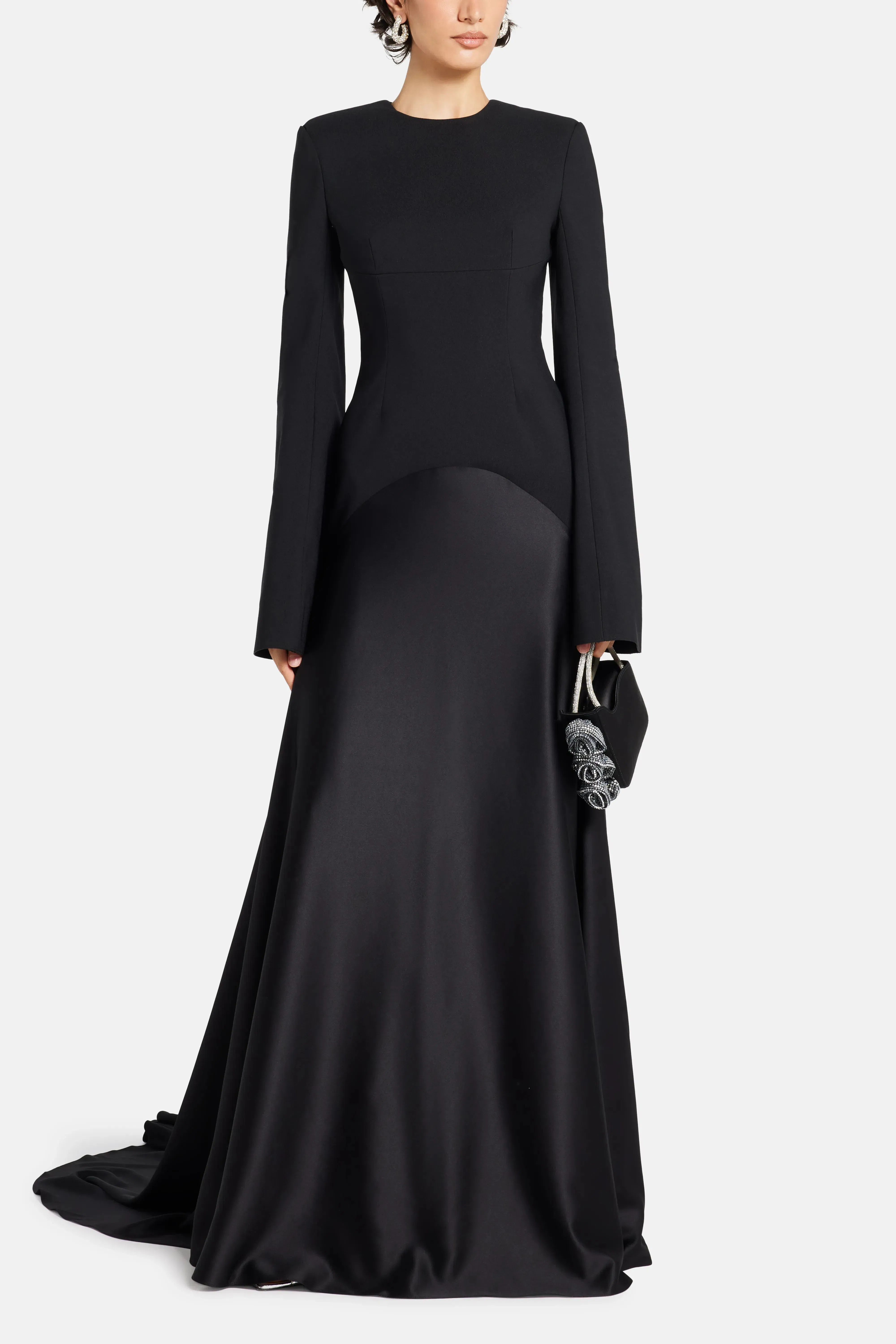 Solace London Claudine Evening Gown in Black
