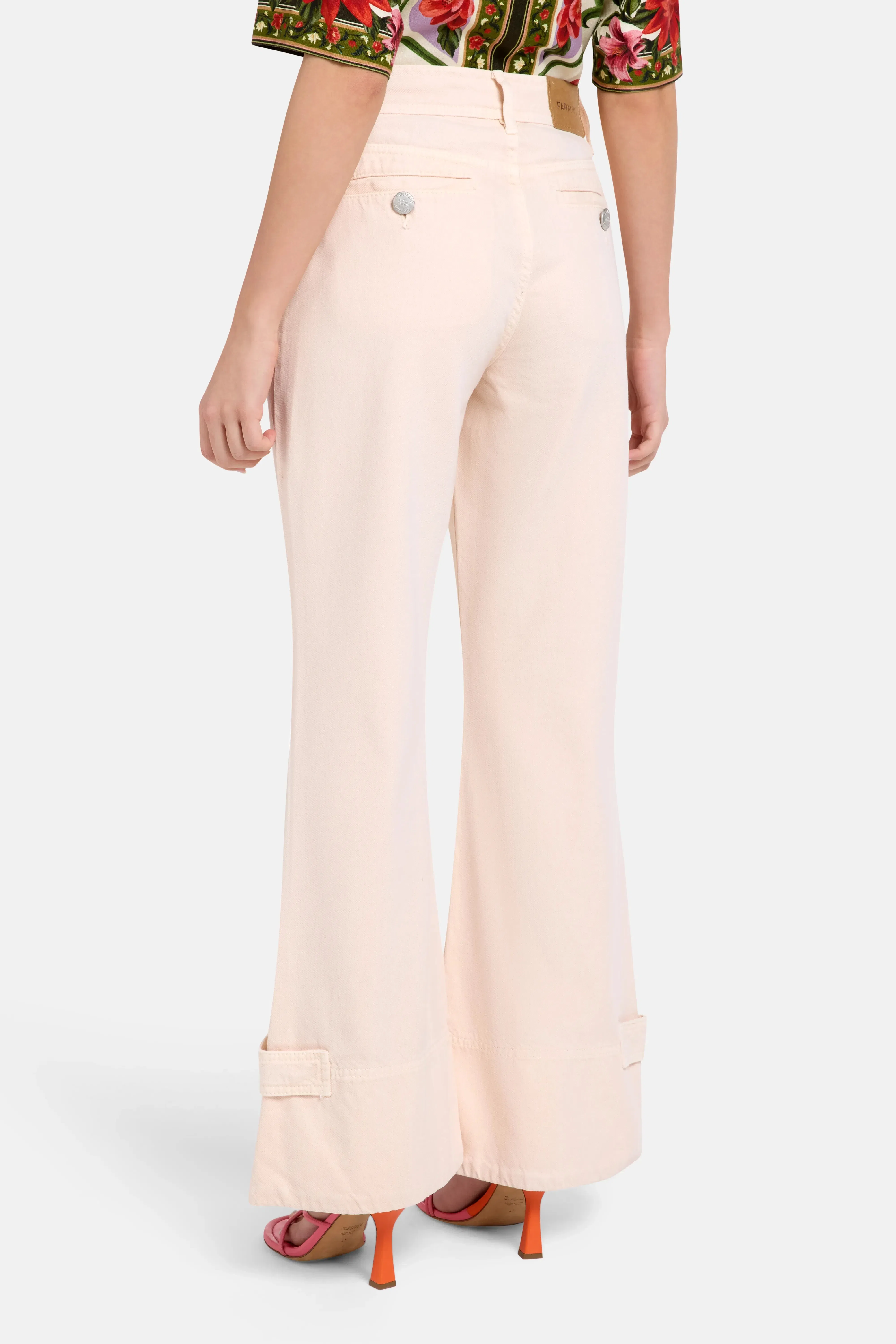 FARM Rio High Waisted Cotton Flared Pants in Pink