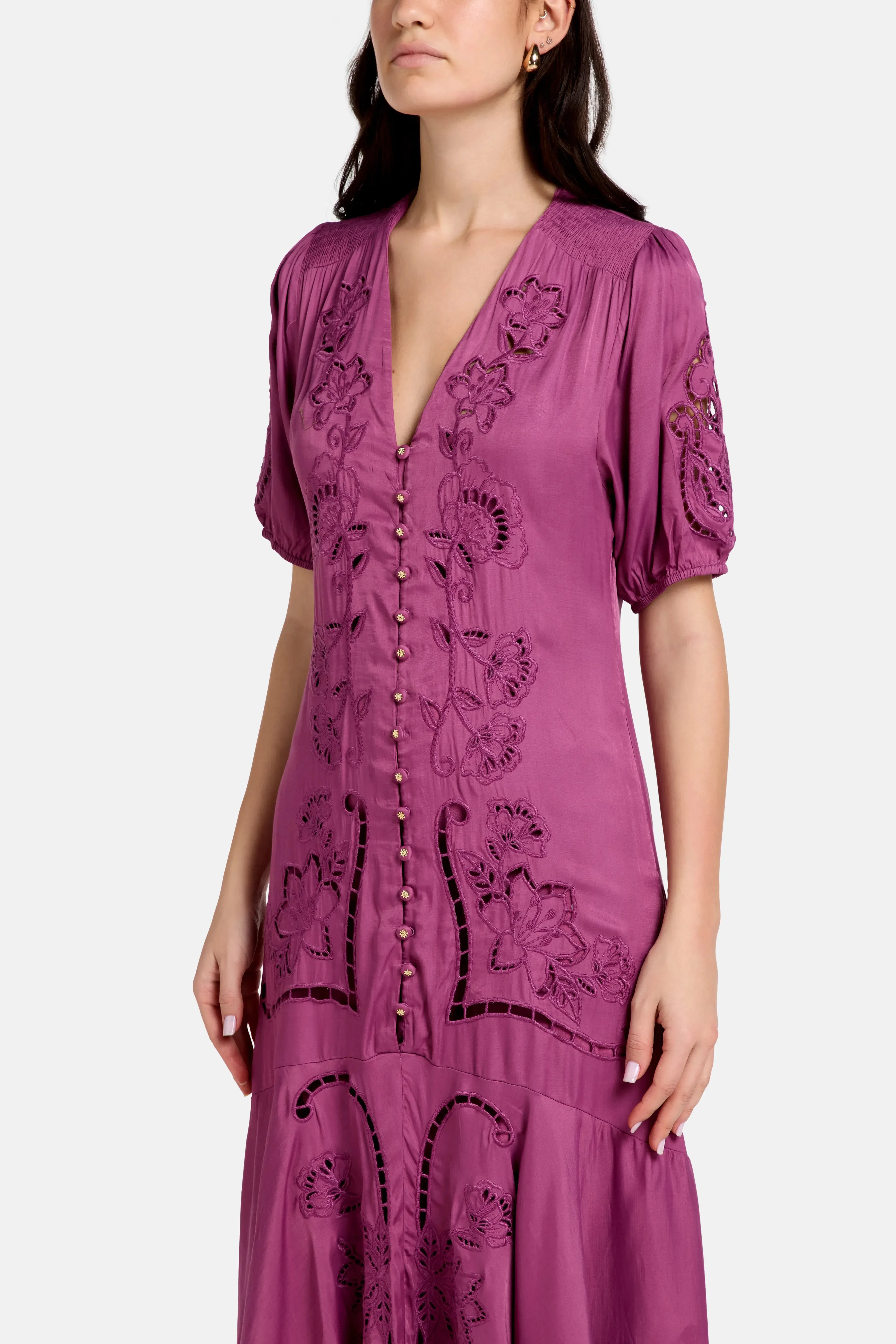 FARM Rio Richilieu V Neck Maxi Dress in Pink