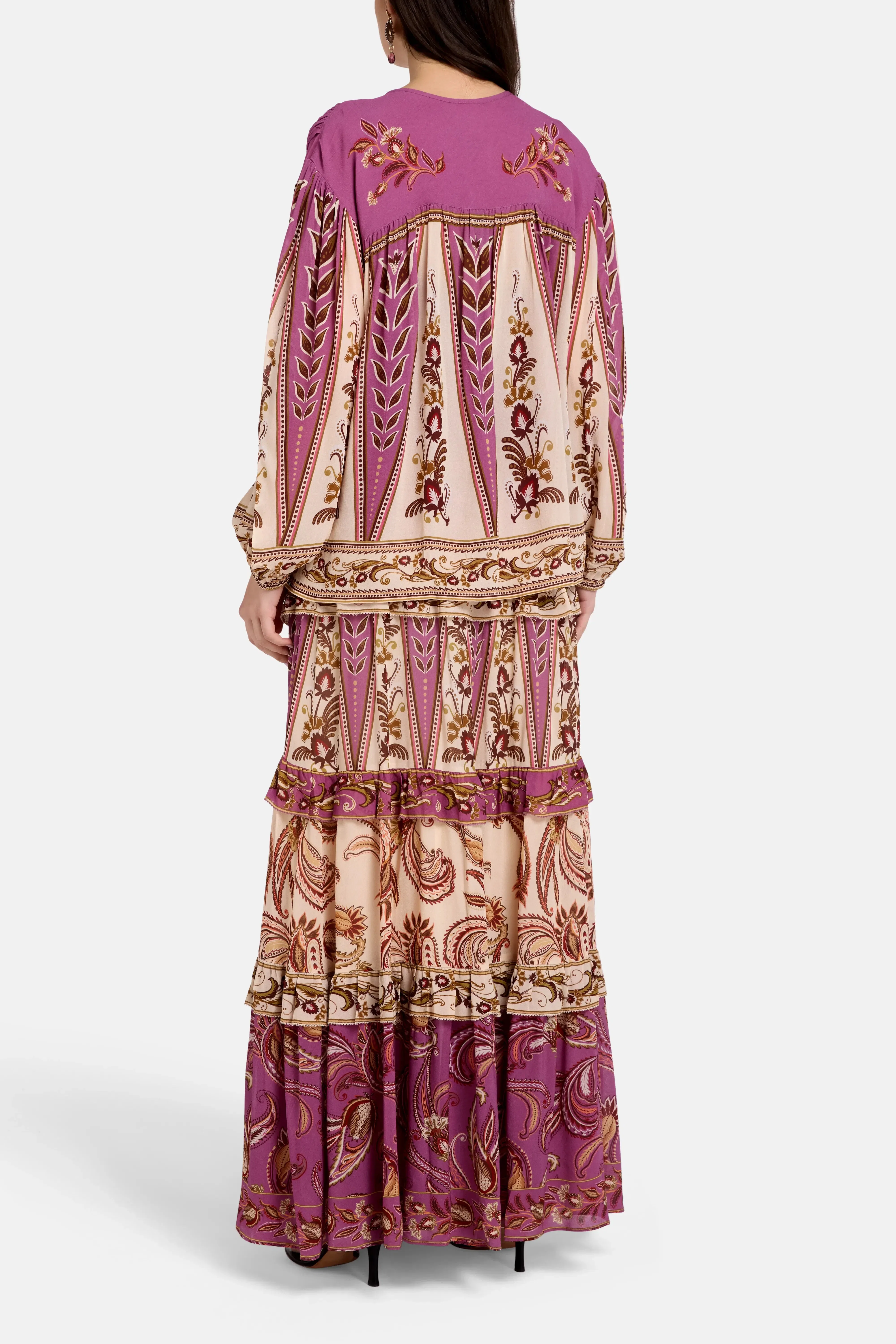 FARM Rio Delicate Ainika Sand Smocking Blouse in Brown