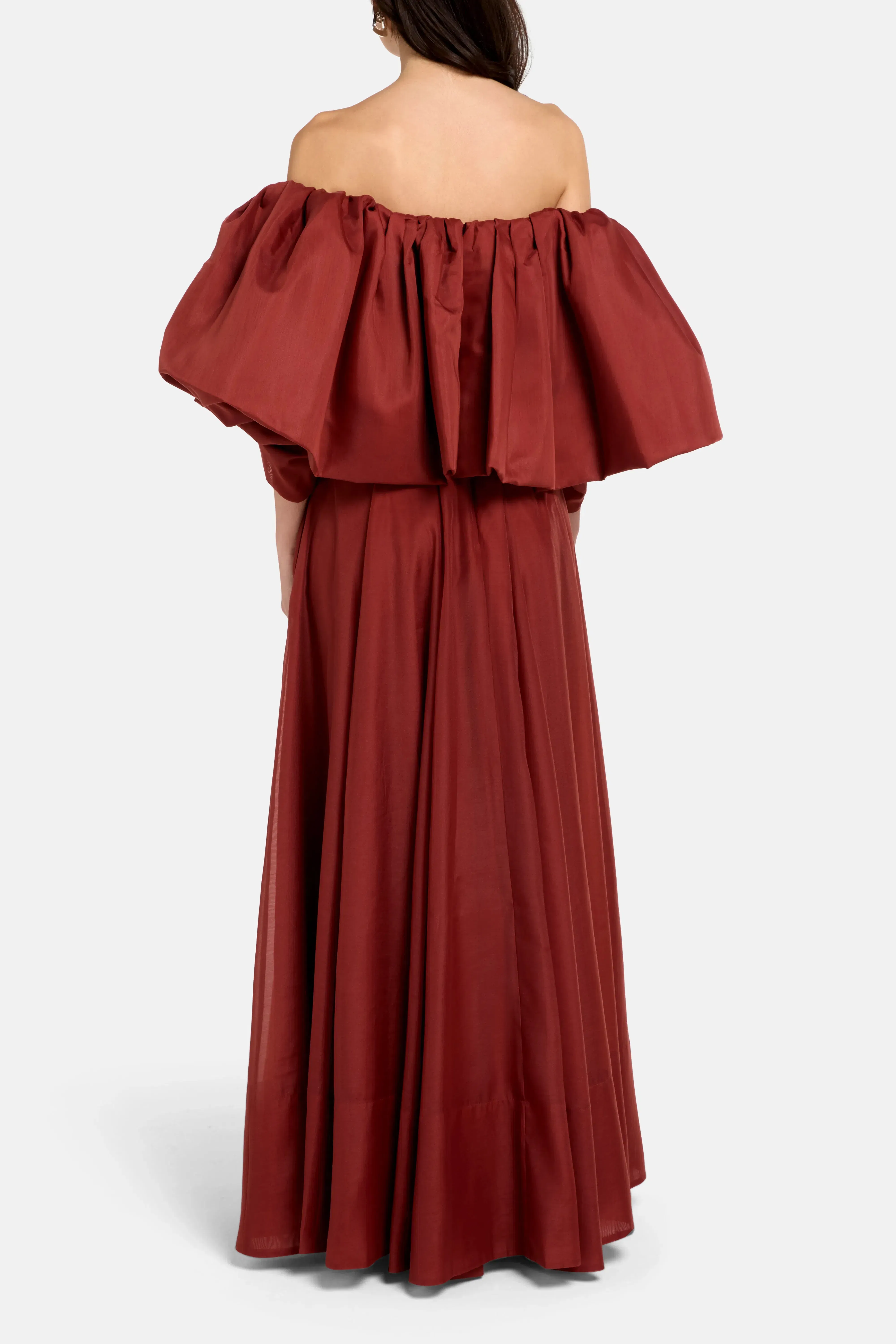 Aje Jardin Off Shoulder Maxi Dress in Brown