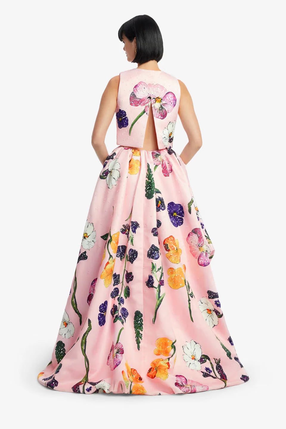 Leo Lin Fiorella Embellished Voluminous Floral Maxi Skirt in Pink