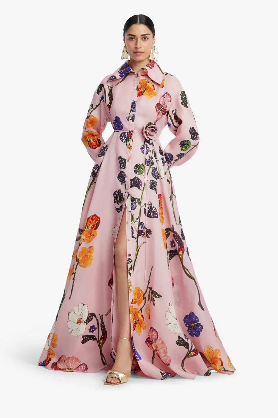 Leo Lin Josephine Silk Floral Maxi Dress in Pink