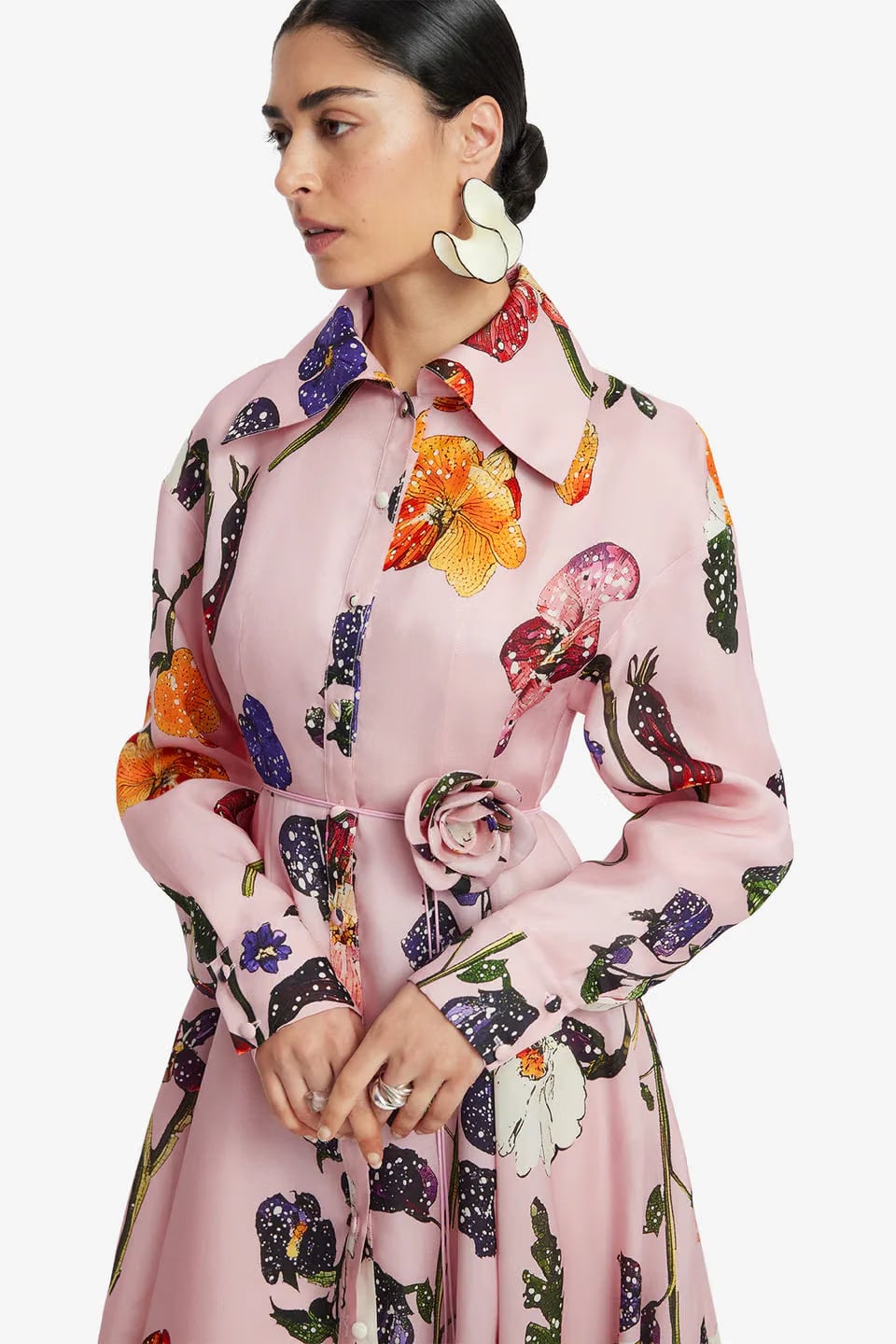 Leo Lin Josephine Silk Floral Maxi Dress in Pink