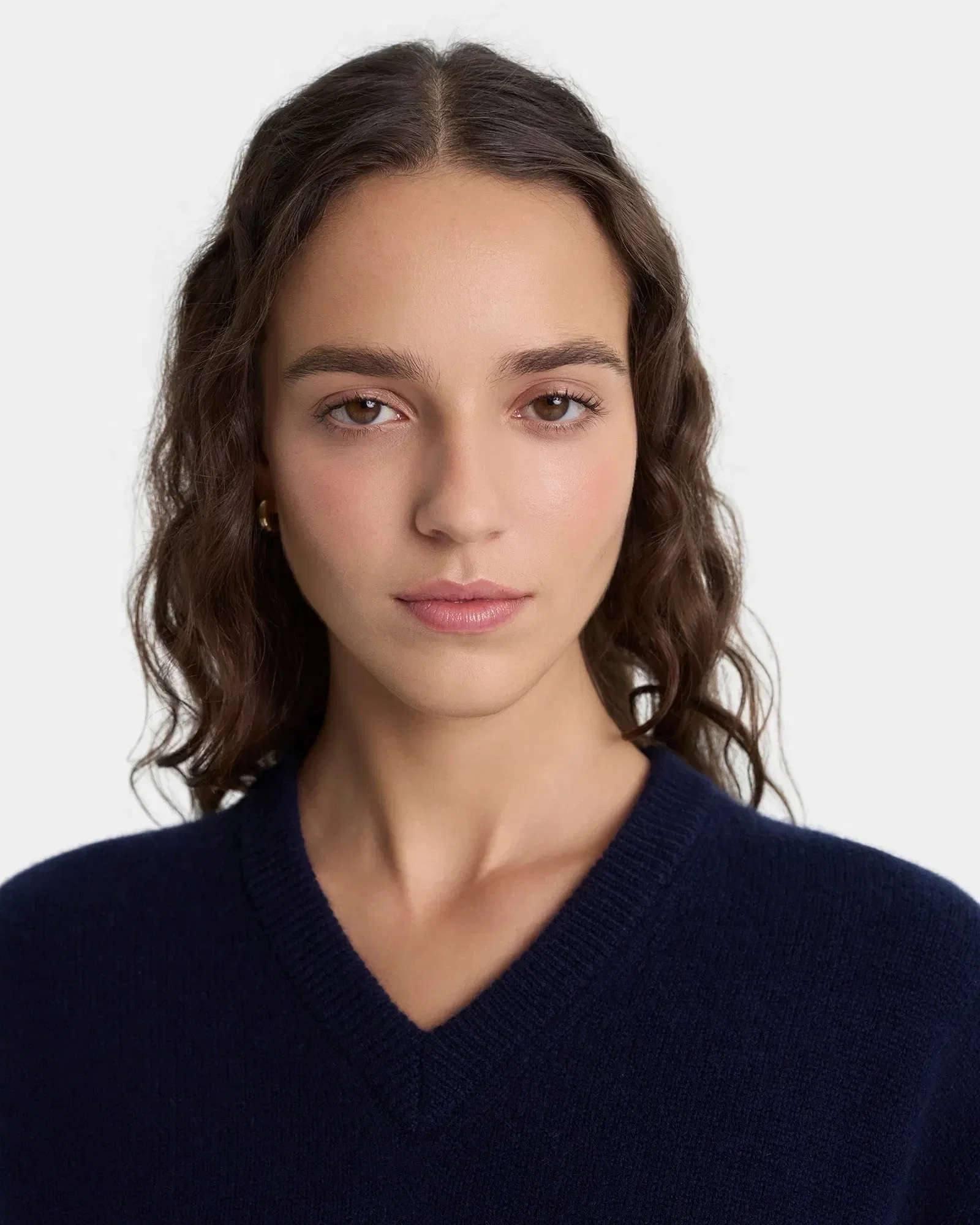 Sporty & Rich SRC Cashmere V Neck Sweater in Blue