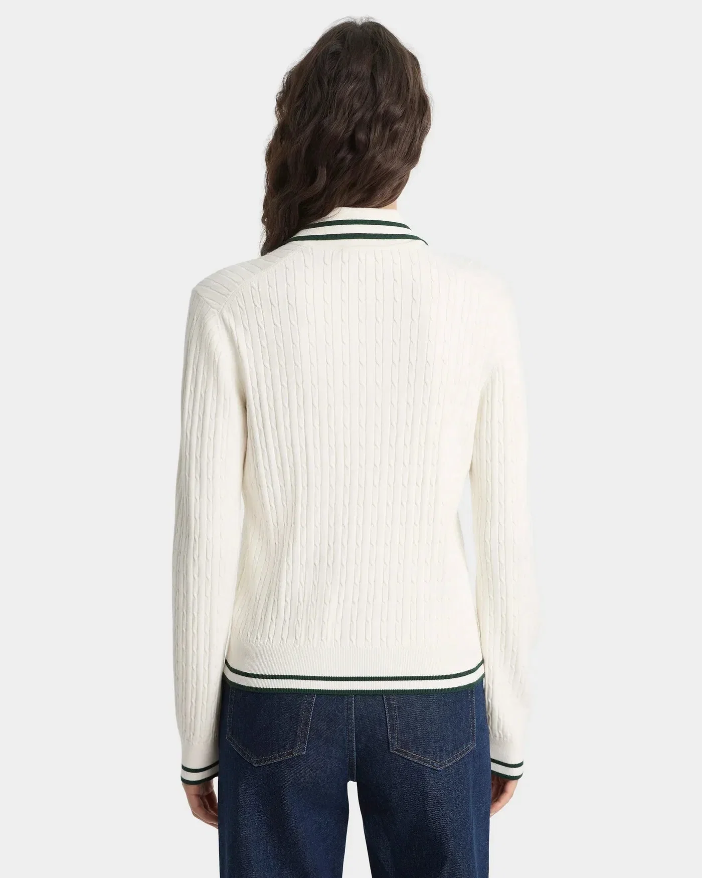Sporty & Rich SRC Cable LS Polo T-Shirt in Beige