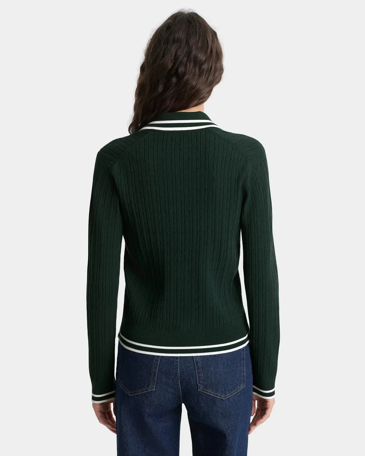 Sporty & Rich SRC Cable LS Polo T-Shirt in Green