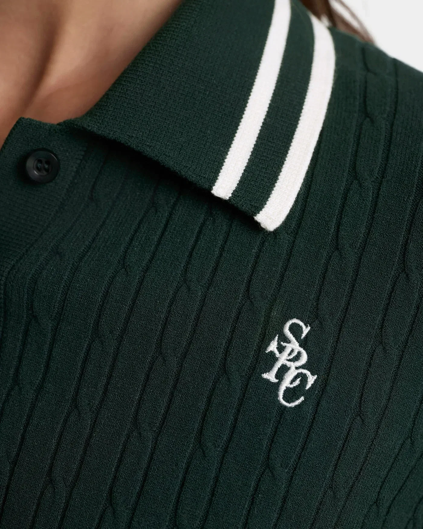 Sporty & Rich SRC Cable LS Polo T-Shirt in Green