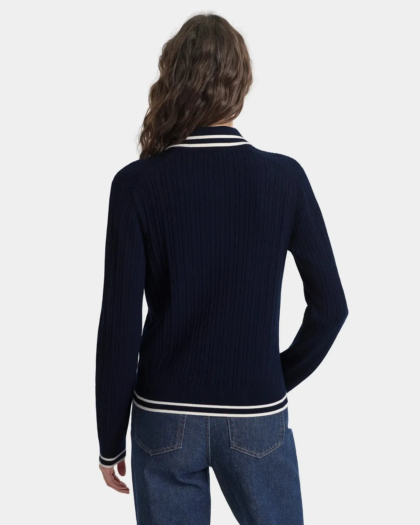 Sporty & Rich SRC Cable LS Polo T-Shirt in Blue