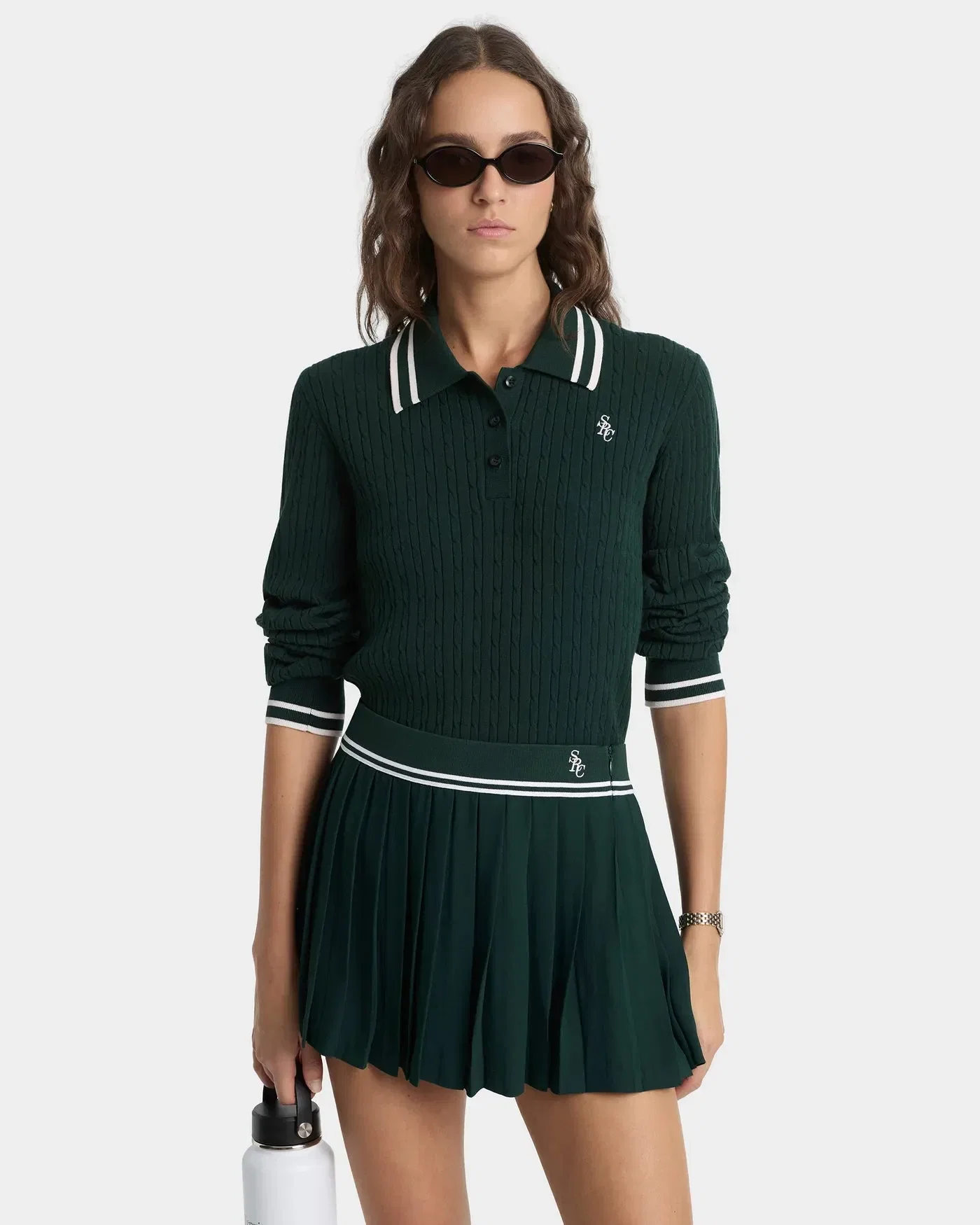 Sporty & Rich SRC Abigail Mini Skirt in Green