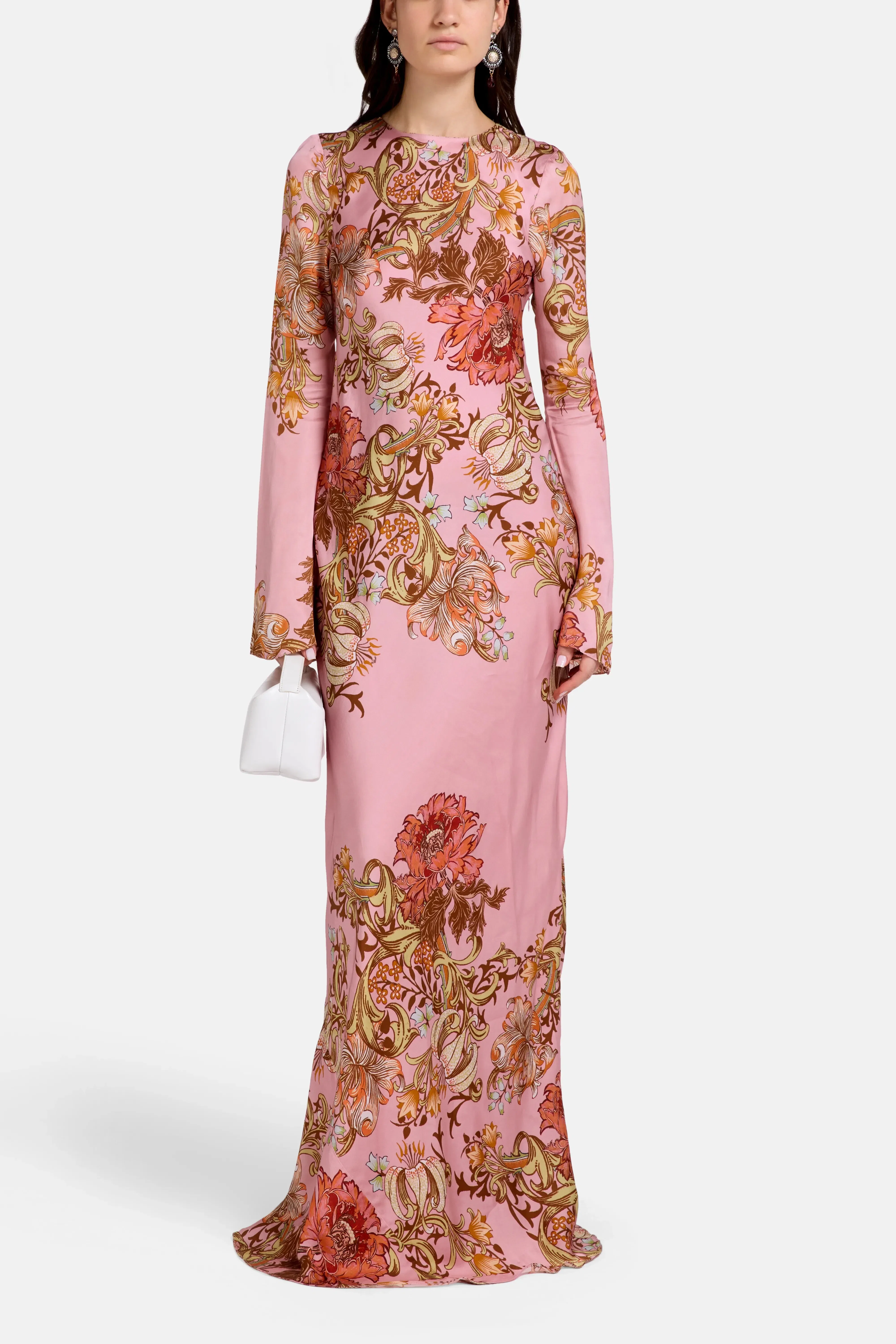 Hemant And Nandita Back Ties Floral Maxi Dress in Pink