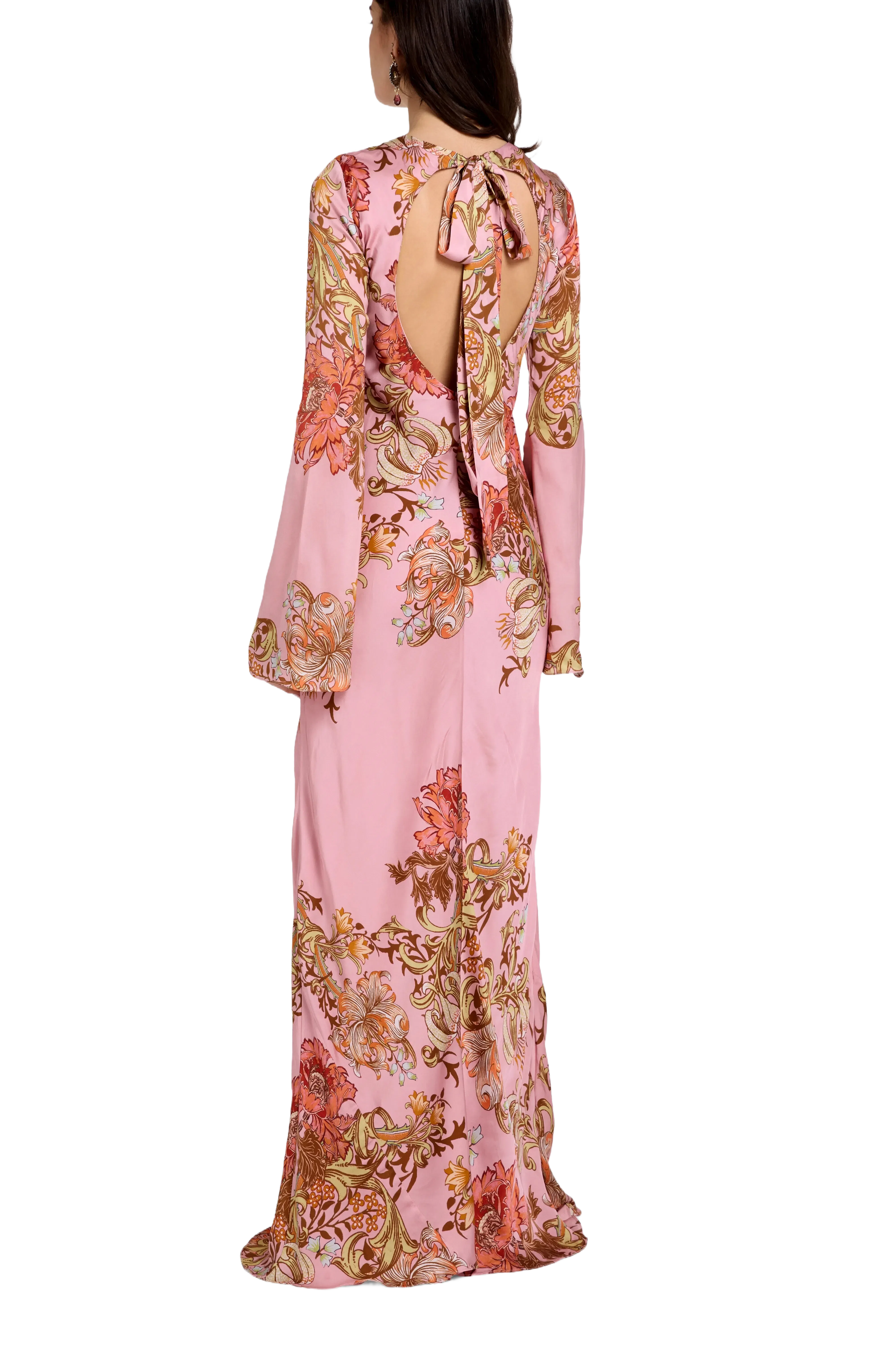 Hemant And Nandita Back Ties Floral Maxi Dress in Pink
