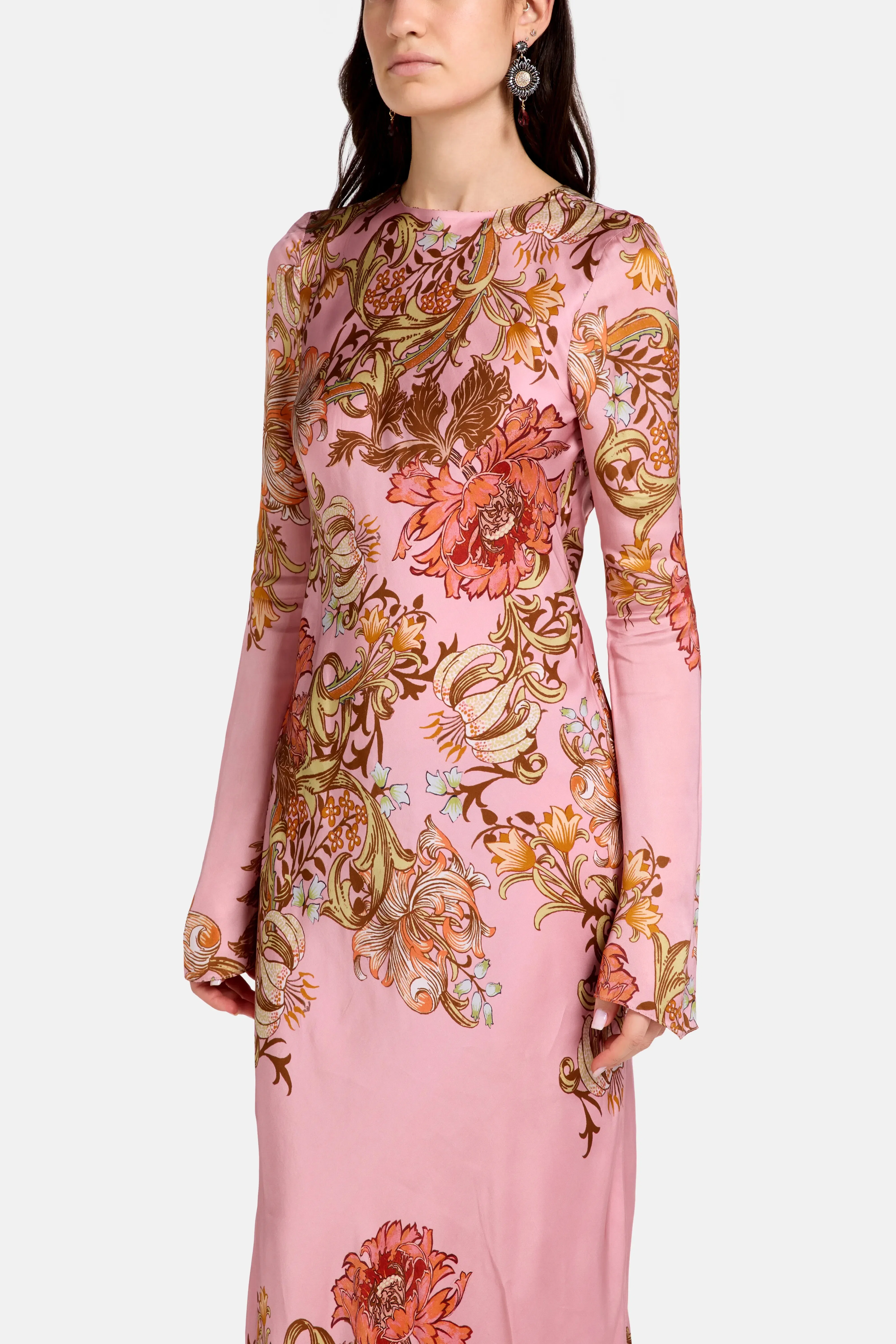 Hemant And Nandita Back Ties Floral Maxi Dress in Pink
