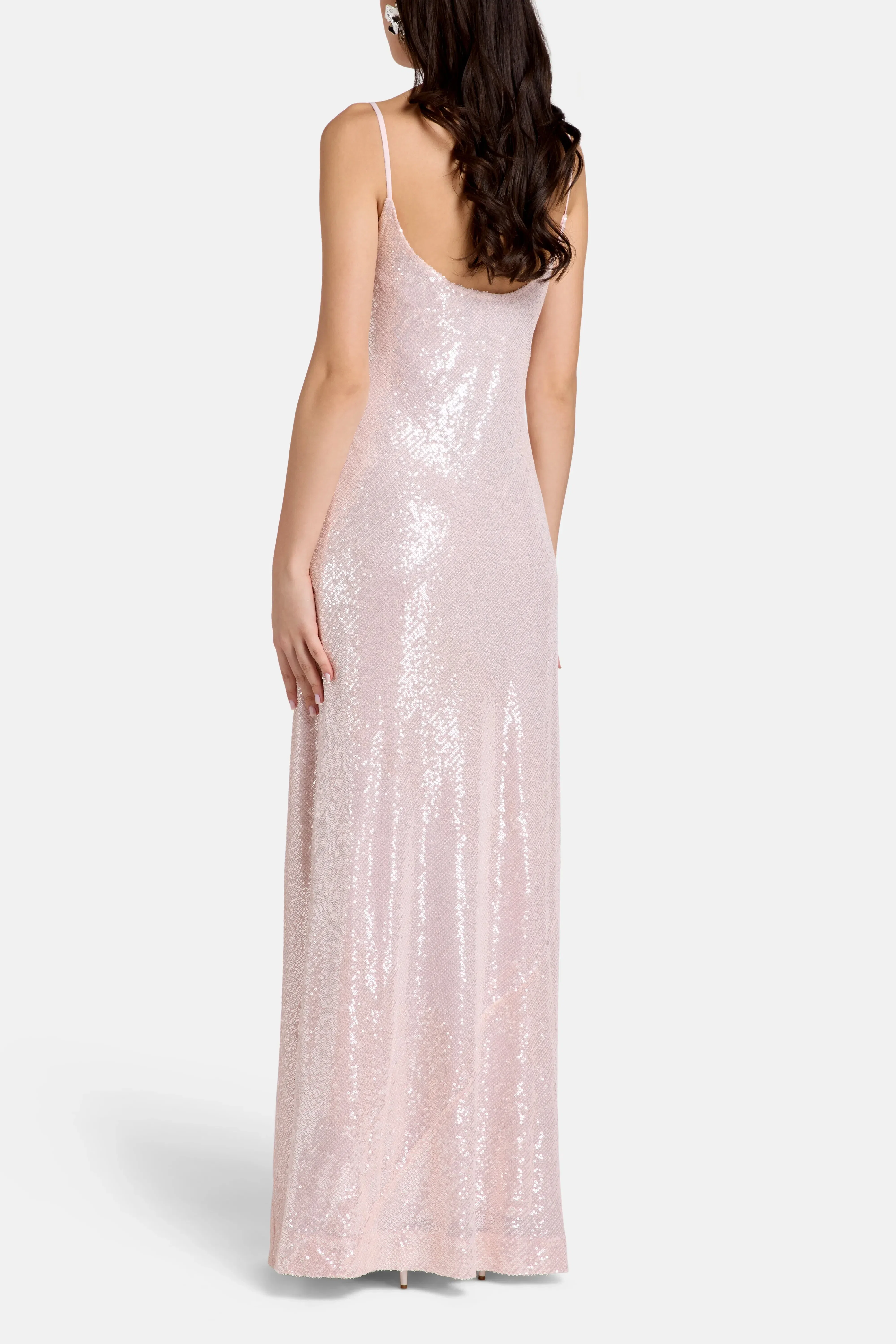 Needle & Thread Yvonne Sequins Sleeveless Evening Dress in Pink