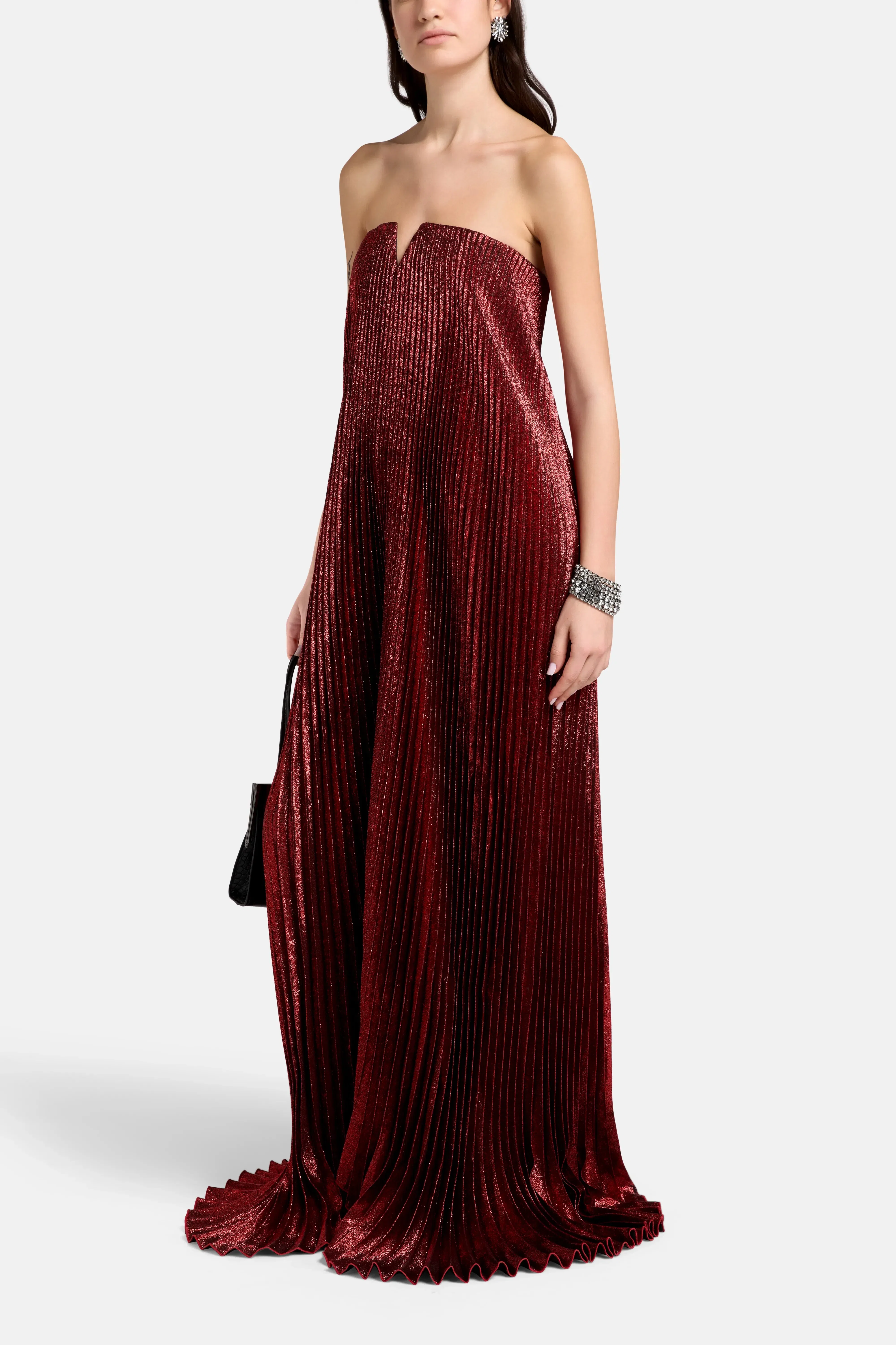 L'IDÉE Black Tie Strapless Evening Dress in Red